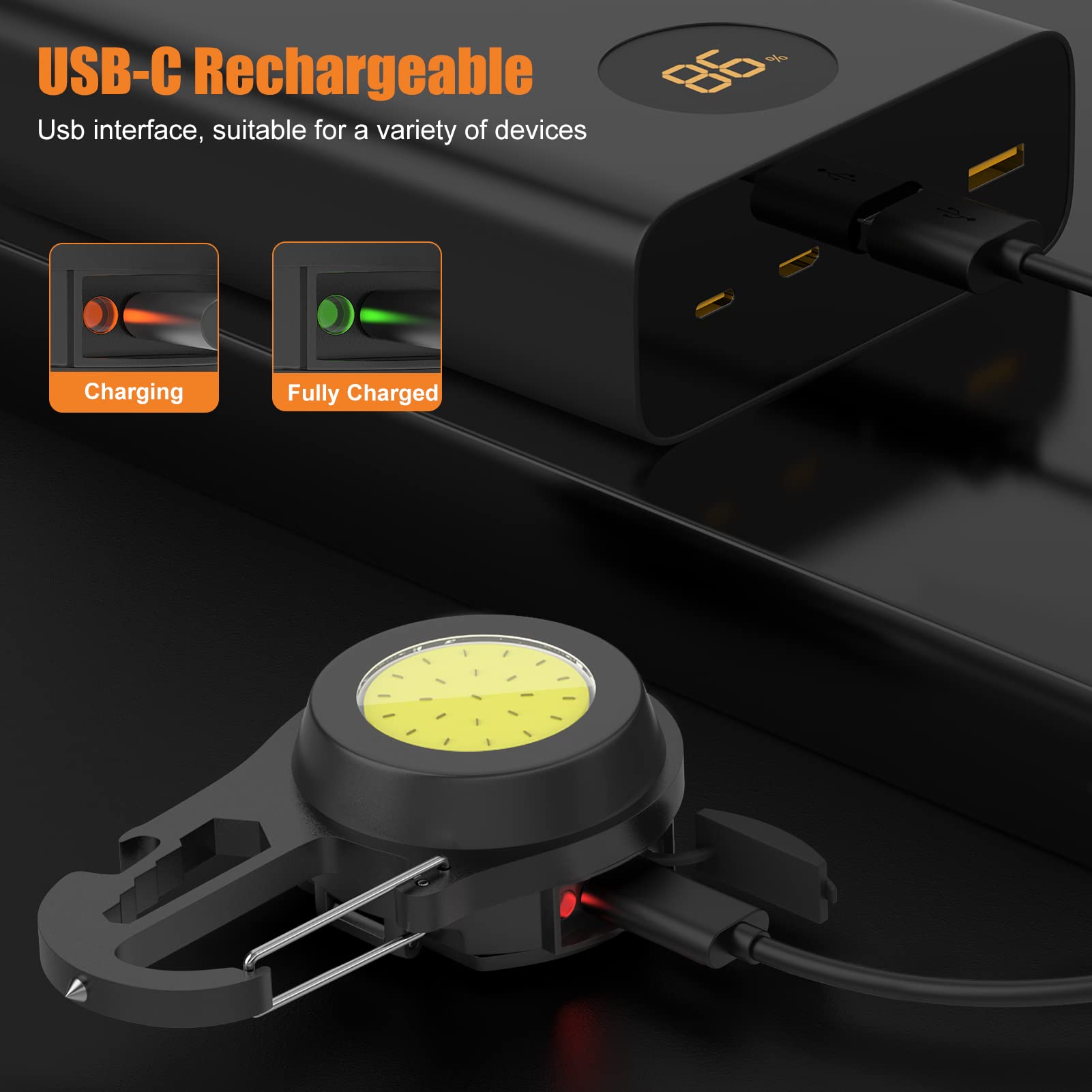 Wejoy Mini Flashlight Cob Small Flashlight 800Lumen Rechargeable Light Keychain Flashlight Portable Pocket Light Folding Stand Magnetic Flashlight For Camping,Fishing,Walking,Bottleopener (Dark Gray08)