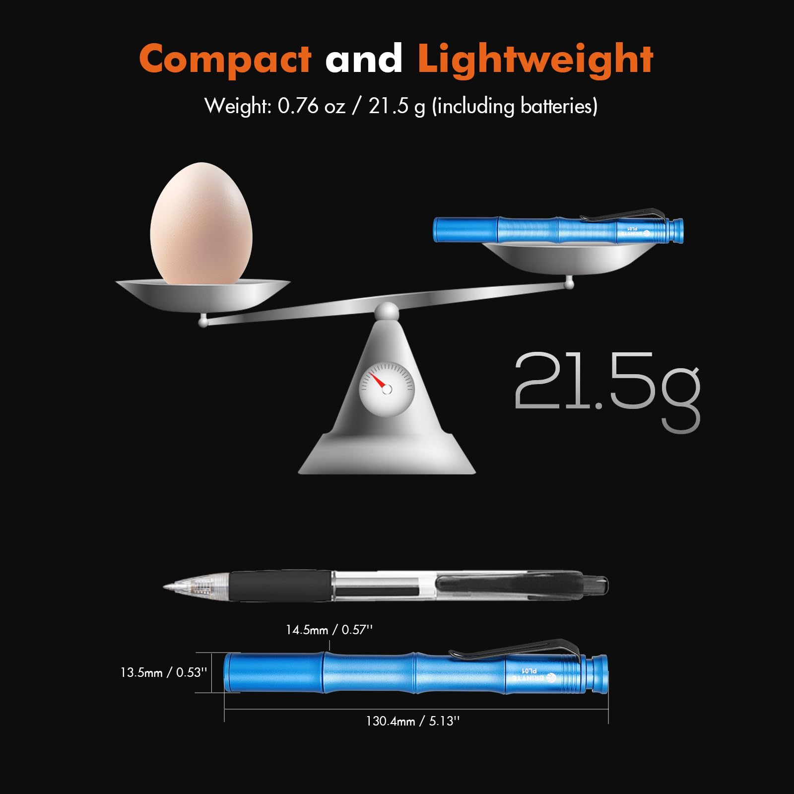 Brinyte Pl01 165 Lumen Pen Light Flashlight Dual Mode High Low Ultra Thin Aaa Battery Powered Inspection Light For Automotive Repair Mechanics Electricians With Pocket Clip (Blue)