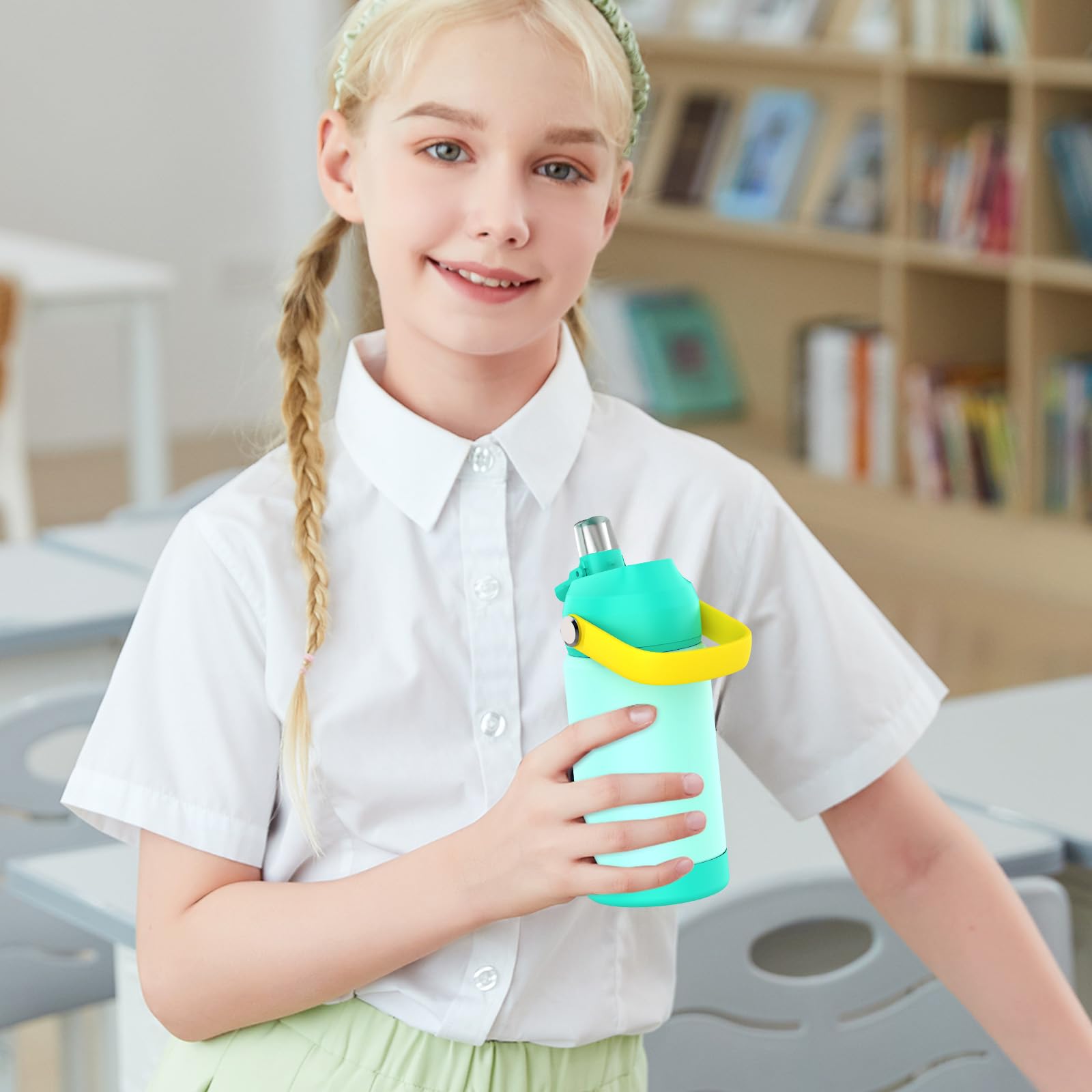 Kids Insulated Water Bottle With Straw,12Oz Toddler Cups With Stainless Steel Leak Proof For School