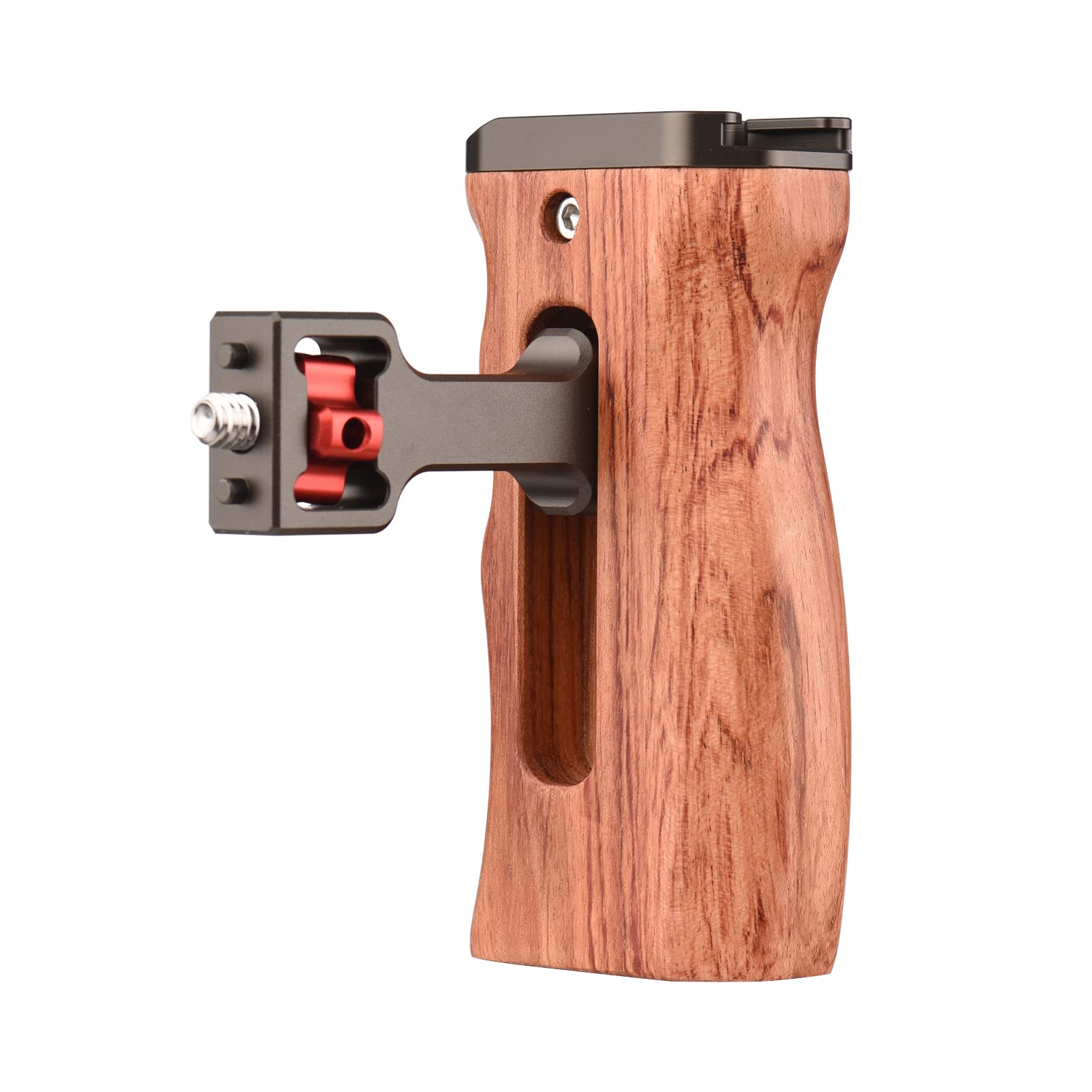Andoer Wooden Camera Cage Grip, 1/4" Screw Mounting Style With Mini Cold Shoe Mounting Wrench, Compatible With Smallrig Video Cage, Silver