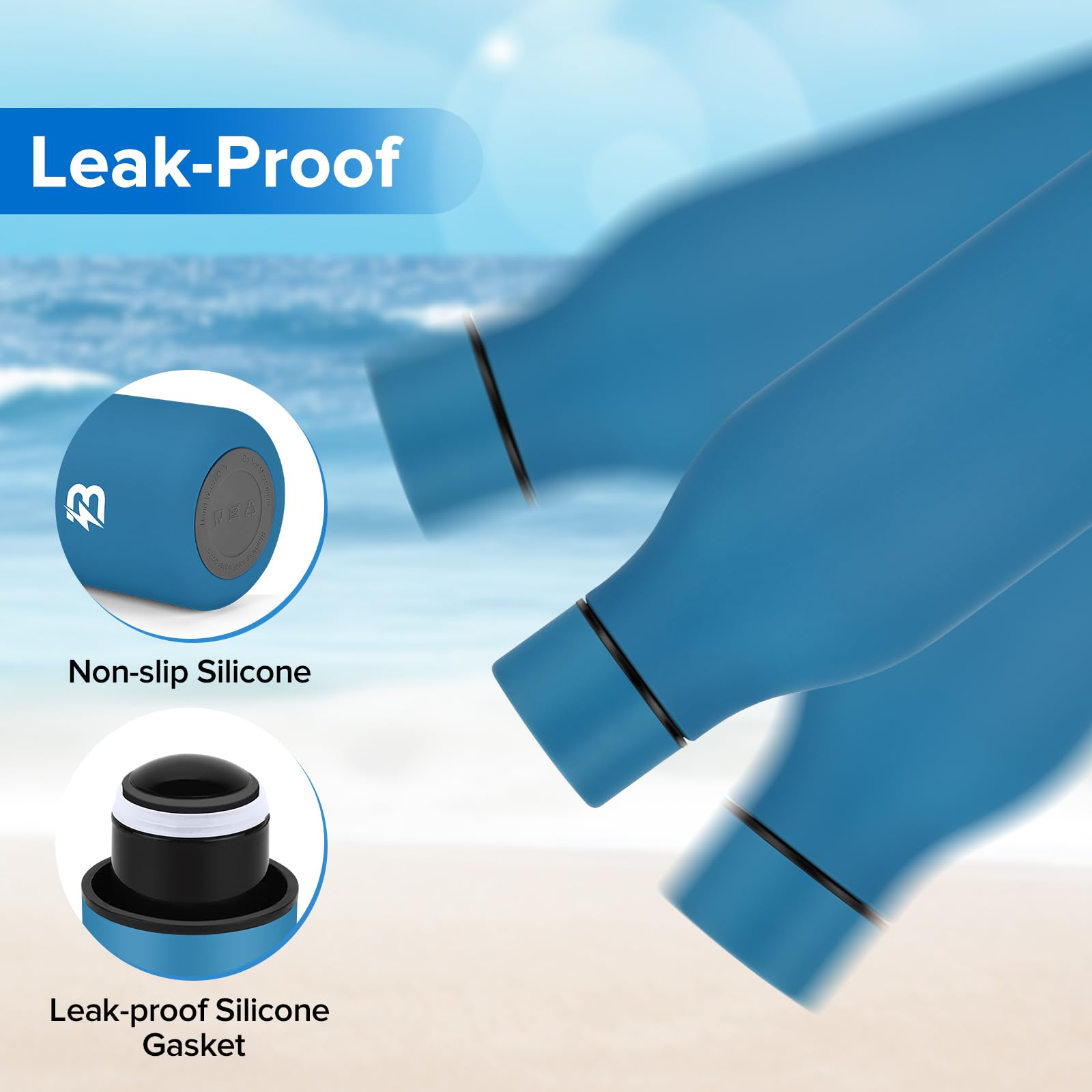 Insulated Metal Water Bottle, 18 Oz Stainless Steel Leak-Proof Gym Water Bottle With Lid For Men