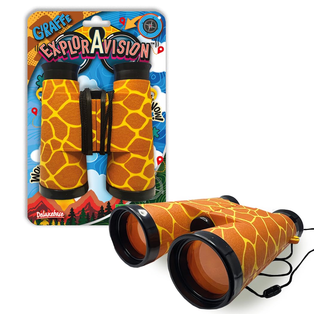 Exploravision Giraffe Binocular From Deluxebase. Safari Portable And Compact Binoculars For Kids, Educational Animal Explorer For Outdoor Adventure And Play.