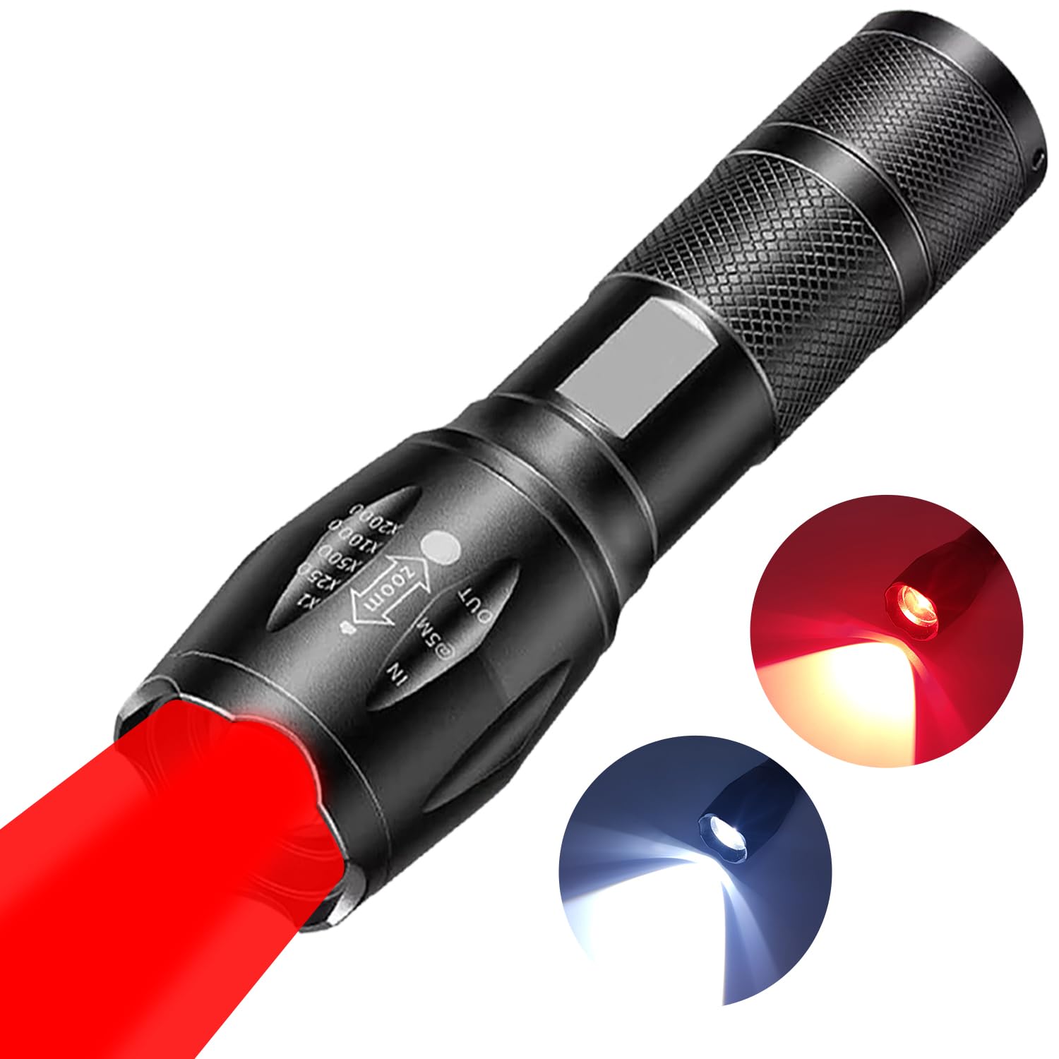 Hyvczp Rechargeable 2 In 1 Red Flashlight, Portable Waterproof Red Light Flashlight, Led Flashlight With White And Red Light Combination, Red Light For Night Observation, Astronomy, Aviations