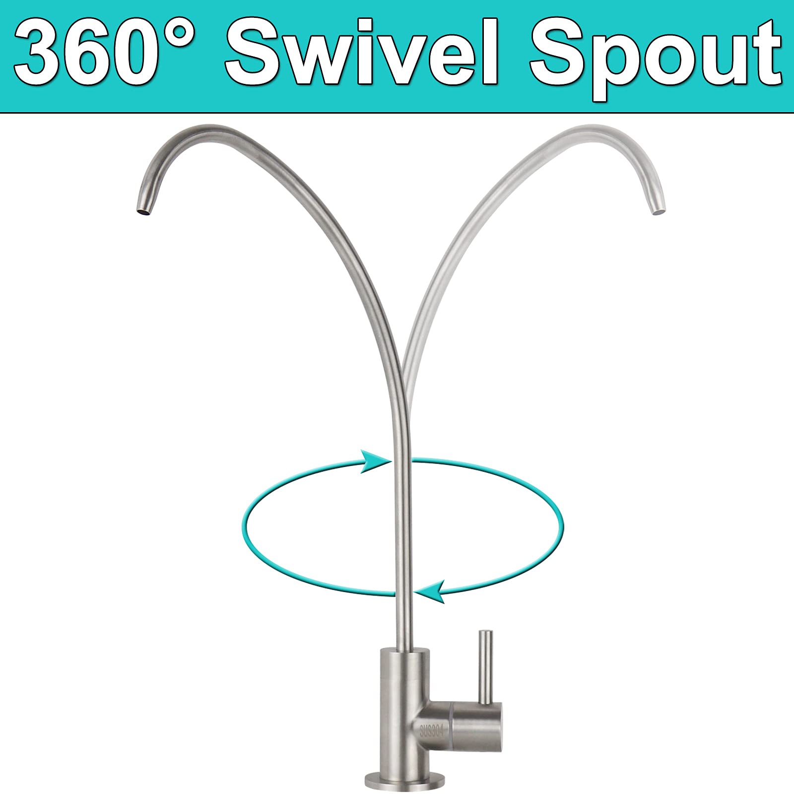 Yoogyy Ro Drinking Water Sus304 Stainless Steel Faucet For Ro Reverse Osmosis & Filter With Brushed Nickel Finish (High Arc)