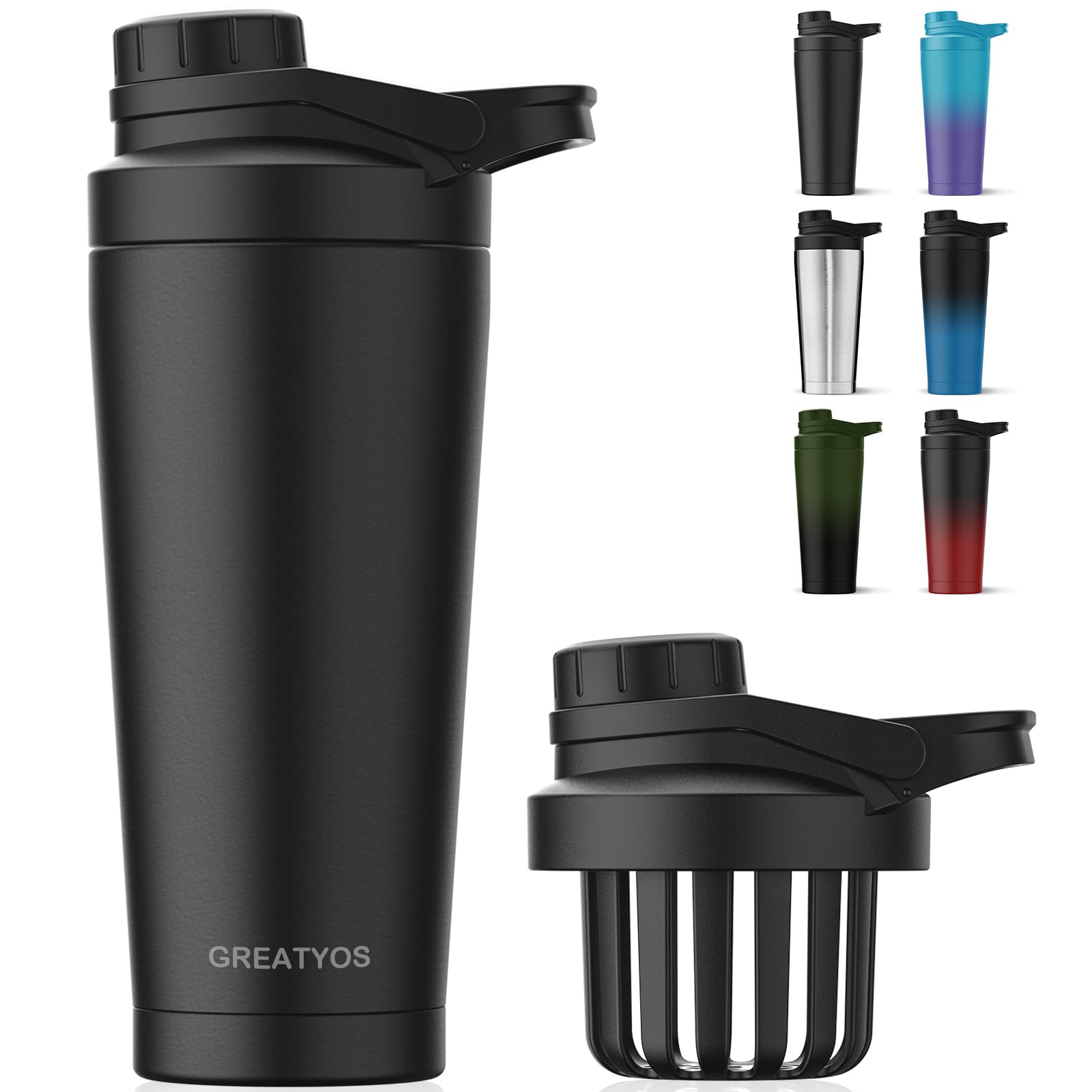 Stainless Steel Shaker Bottle With Noise- Design - Patented 24 Oz Insulated Metal Shakers