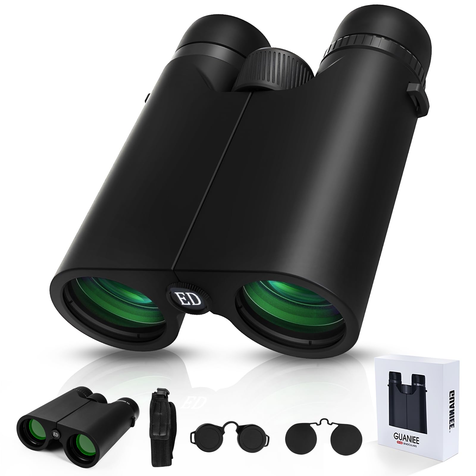 Guaniee 10X42 Binoculars For Adults High Powered Compact Binoculars With Low Light Night Vision For Bird Watching Hunting Travel Outdoor Sports, Easy To Focus