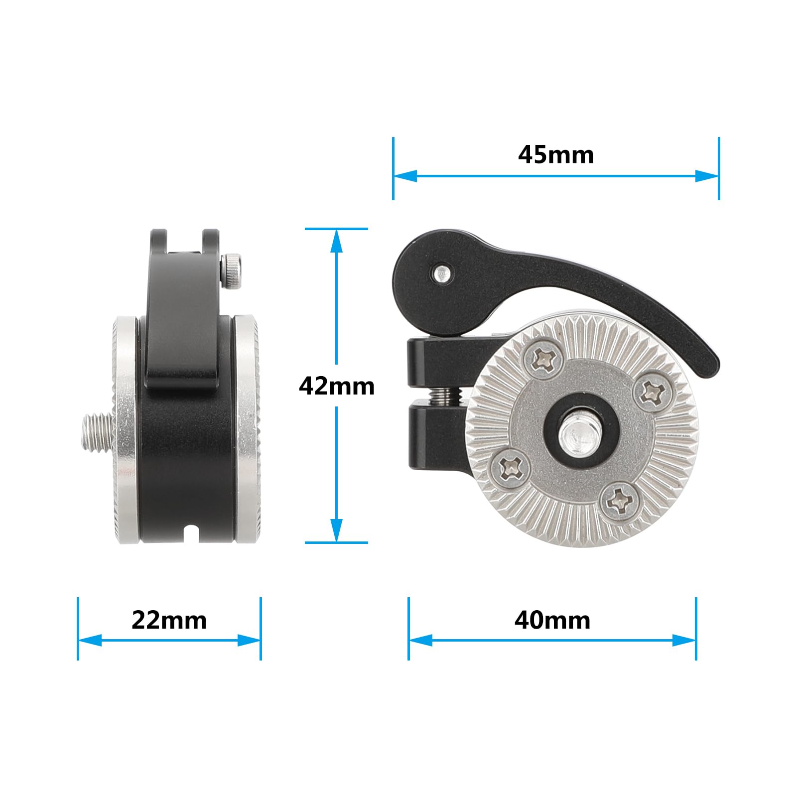 Camvate Quick Adjust Rosette Adapter With M6 Female And Male Mounts (Black Lever) - 3474
