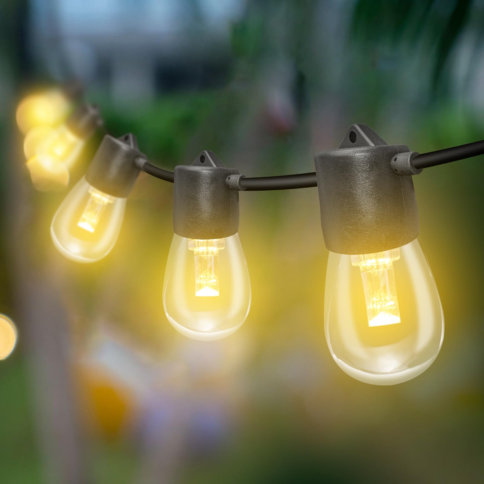 Fmix 12V Dc Outdoor String Lights, 48Ft Low Voltage Patio Lights With 15 Shatterproof Bulbs, Warm White For Balcony, Bistro And Backyard
