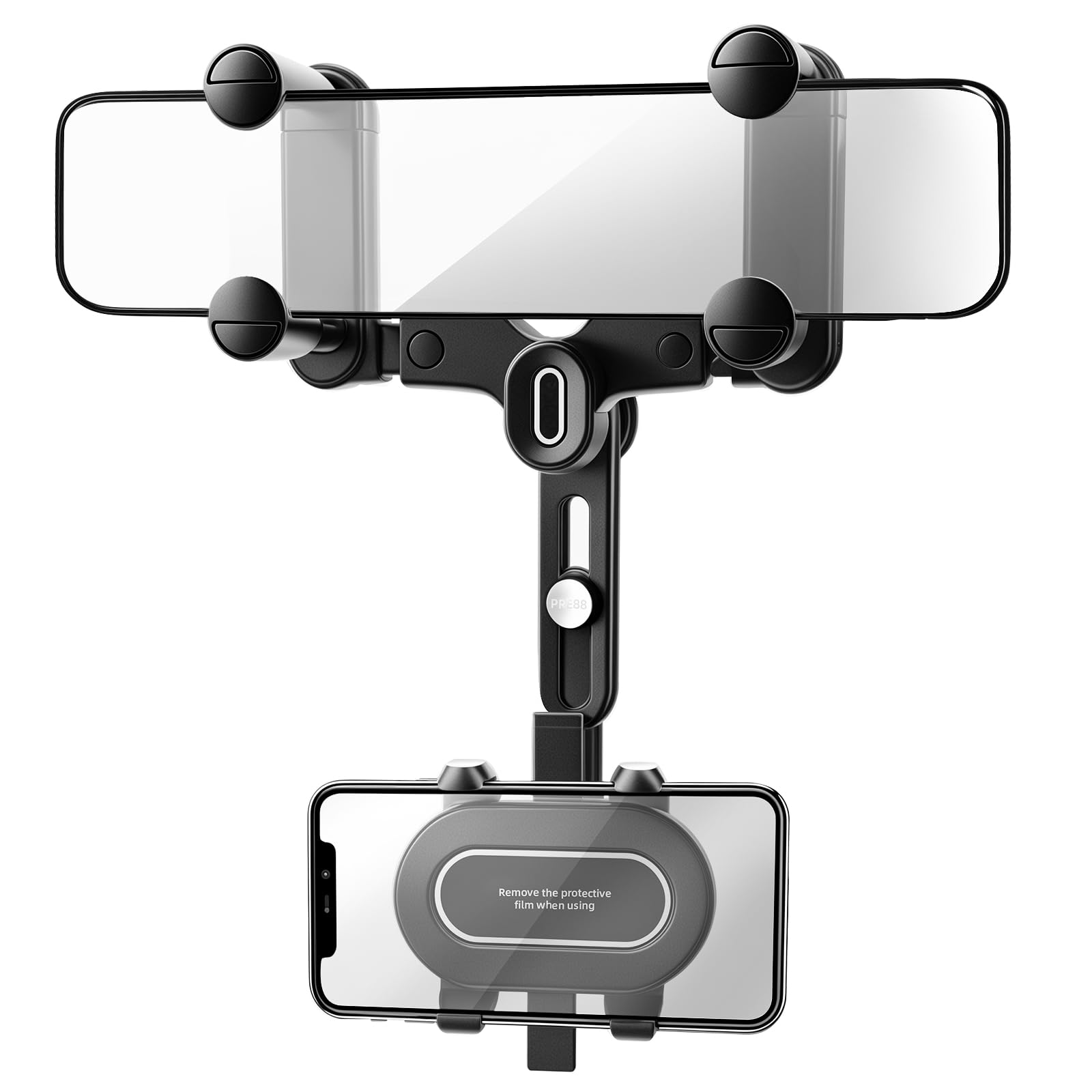 Sxhyf Rear View Mirror Phone Holder, Rotatable And Retractable Car Phone Mount, Cell Phone Holder Car Fit For Iphone 11 12 13 14 Pro Max Samsung All Phone