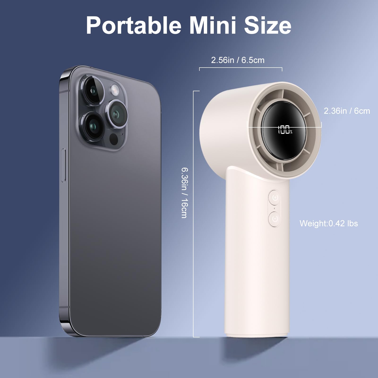 Otpeir Portable Fan, Turbo Handheld With Adjustable Speed(1-100), 4000Mah Battery Rechargeable