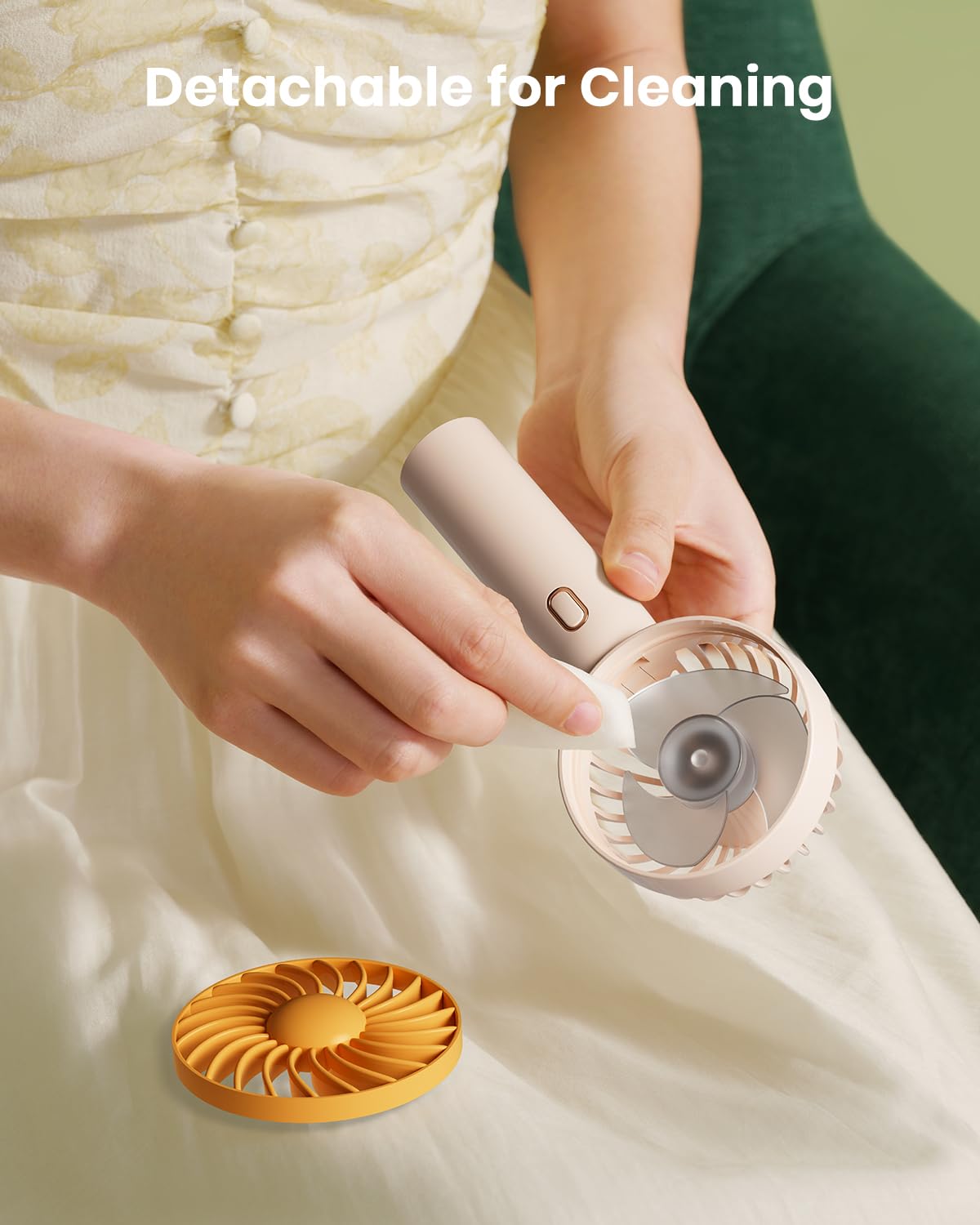 Retro Portable Fan, Mini Personal Handheld And Desktop With Base, 3 Powerful Speed, Usb Rechargeable