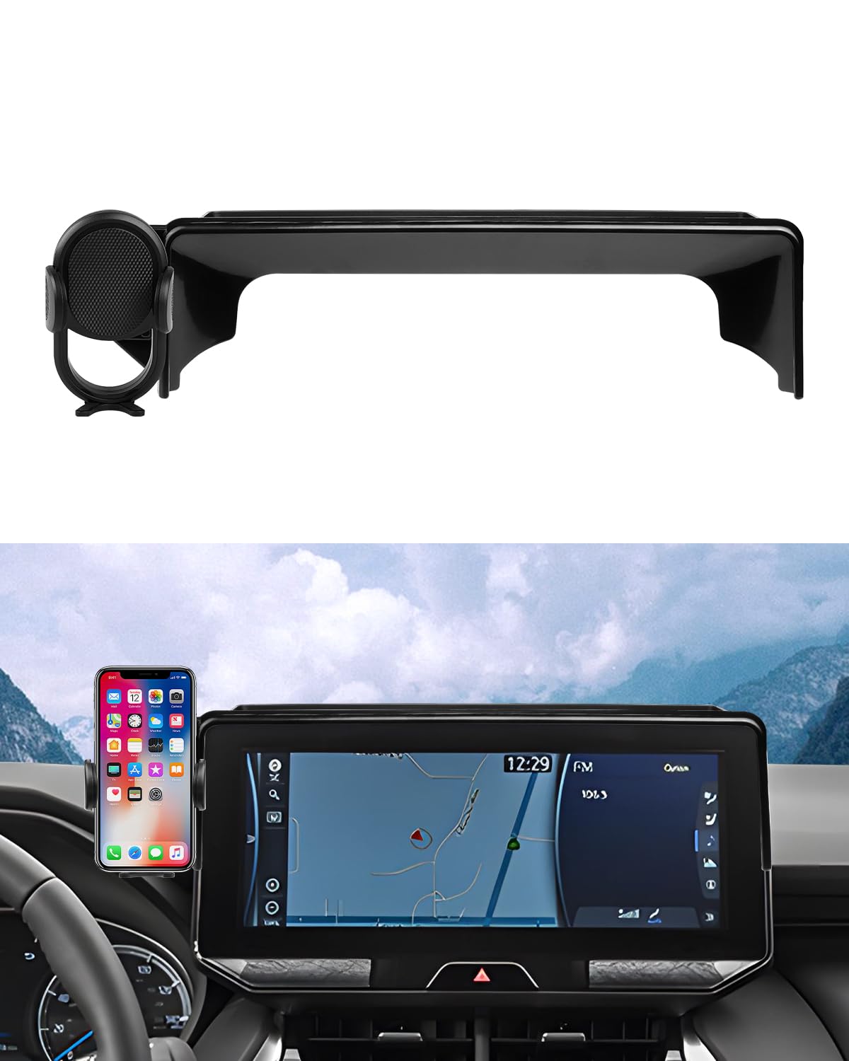 Autorder Car Phone Holder For Toyota Venza Accessories Phone Mount 12.3" Screen Cell Phone Automobile Cradles 360 Degree Rotation (Not Fit Screen With Automatic Light Sensor)