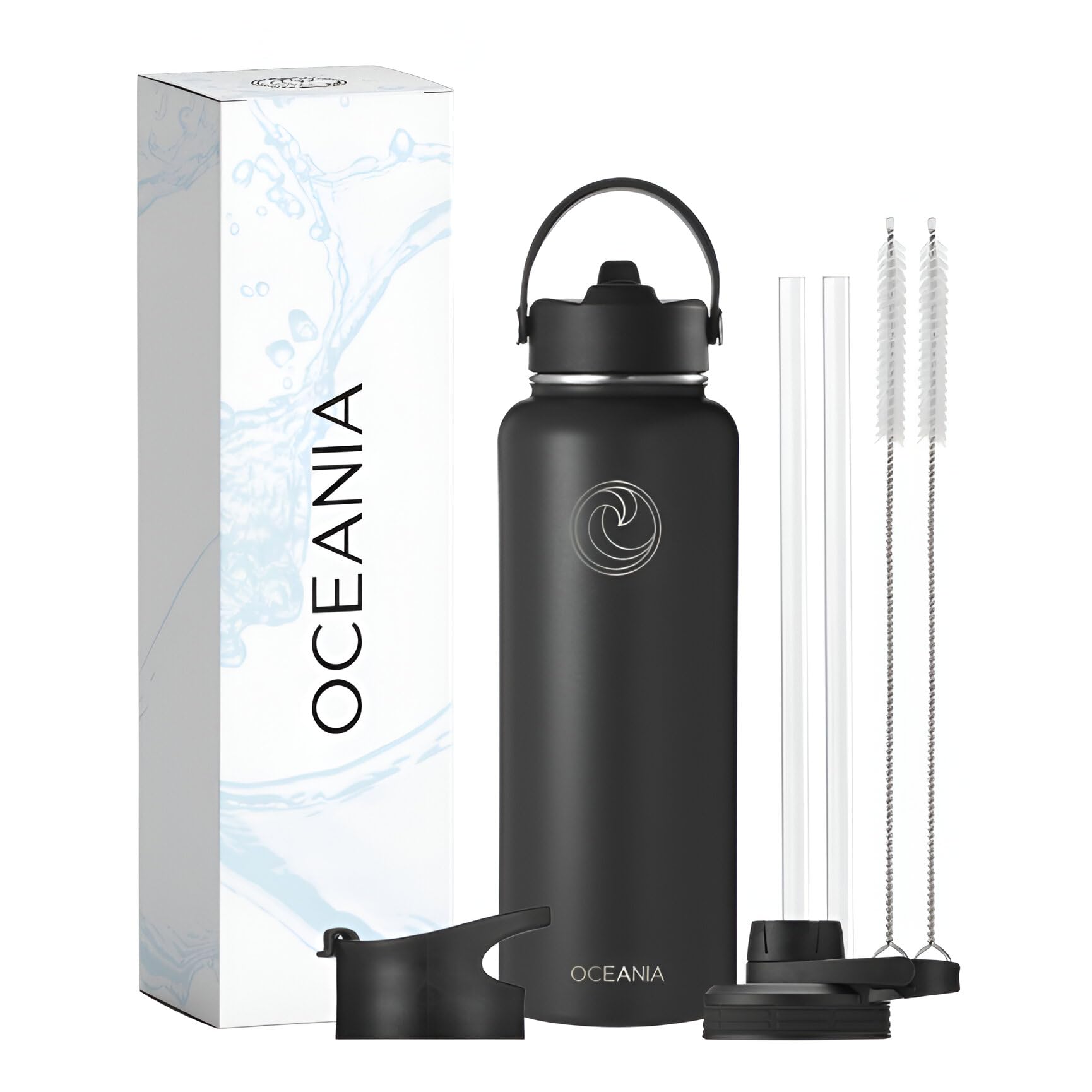 Oceania Flask 40Oz Stainless Steel Water Bottles Modern, Leakproof, Hydro-