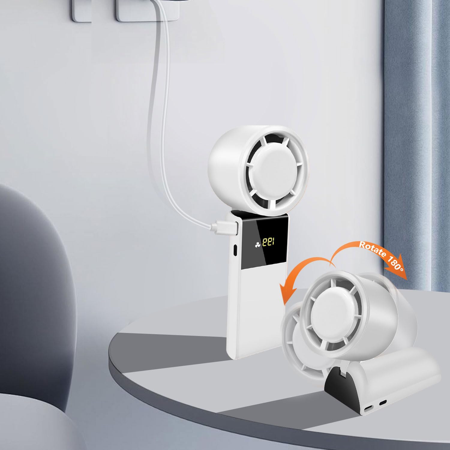 Portable Handheld Fan, Mini Turbo Fan With 4000Mah Battery, 9 Speeds, Usb-C Charging