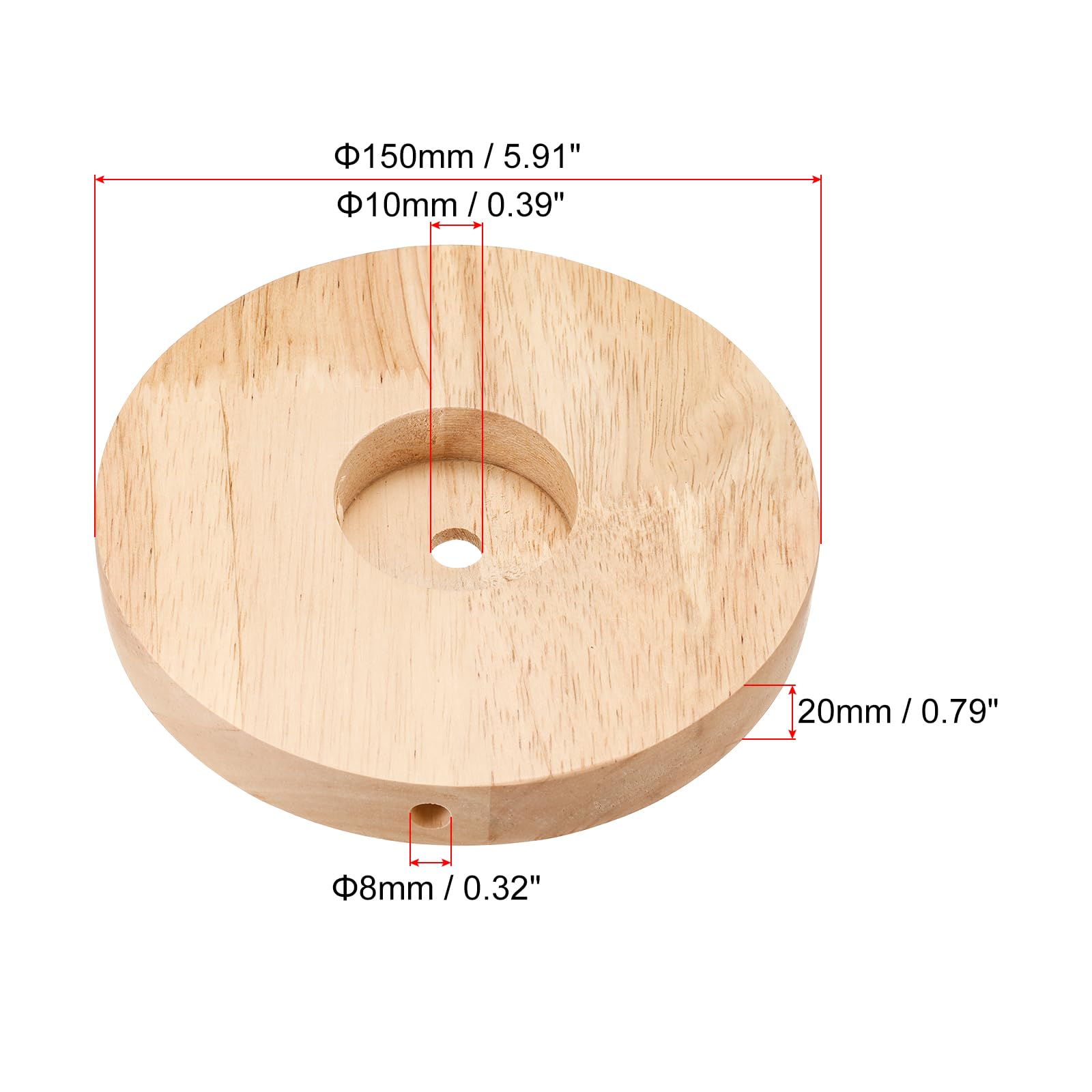 Patikil 150Mm Wooden Lamp Base, 1 Pack Circular Solid Wooden Base Wood Desk Lamp Stand Replacement For Table Lamps Diy