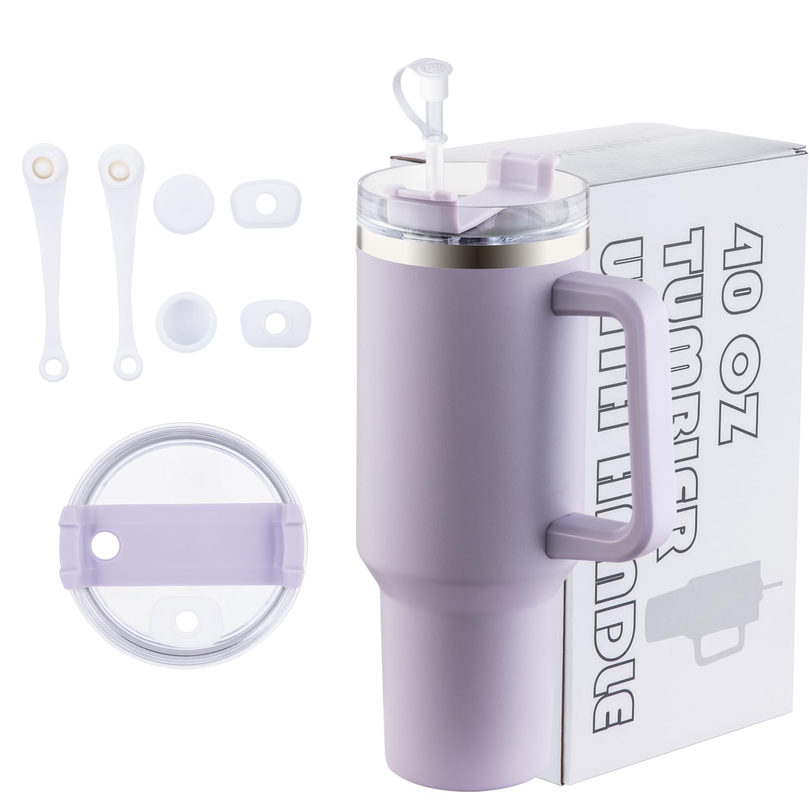 40 Oz Tumbler With Handle And Straw, Leak Proof Stainless Steel Insulated Travel Coffee Tumbler Cup