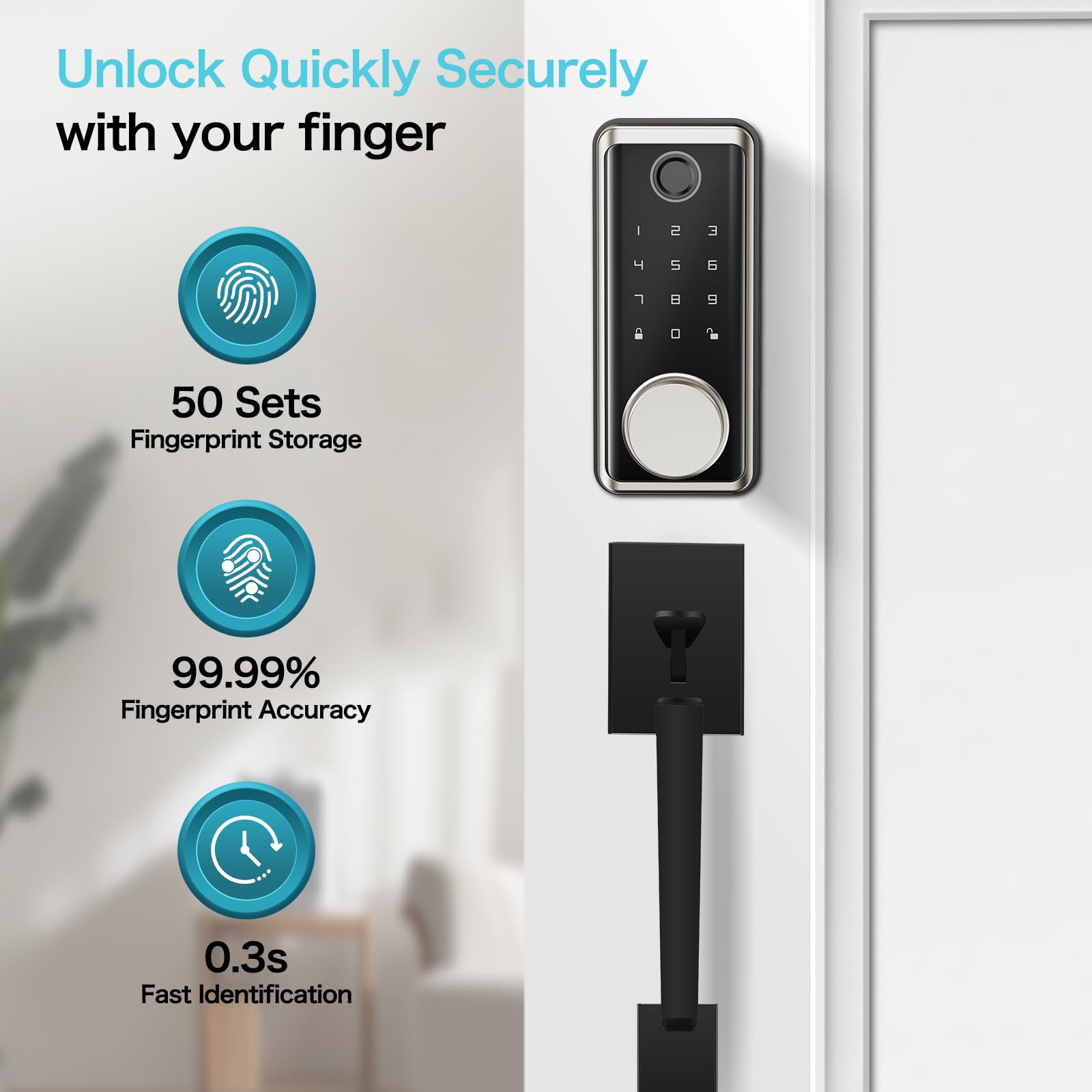 Cyphercore Smart Locks Front Door, Keyless Entry Door Lock With App Control, Fingerprint Deadbolt Alexa With Touchscreen Keypad Code, Bluetooth Electronic Deadbolt Auto-Lock For Home