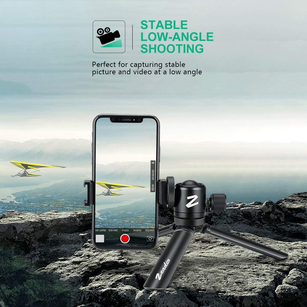 Zeadio Metal Mini Tripod, Max Load 20Kg/44Lb, Desktop Tabletop Stand Tripod, Fits For Smooth 4, Crane Plus, Crane 2, Osmo Mobile, Ronin-S, Vimble 2, Gimbal Handle Grip Stabilizer And All Cameras