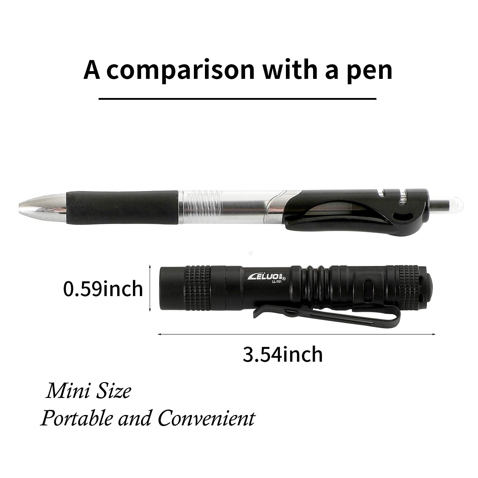 Kemaily Handheld Pen Flashlight 150 Lumens Lamp Clip Mini Pen Light Small Pocket Penlight(2 Short)
