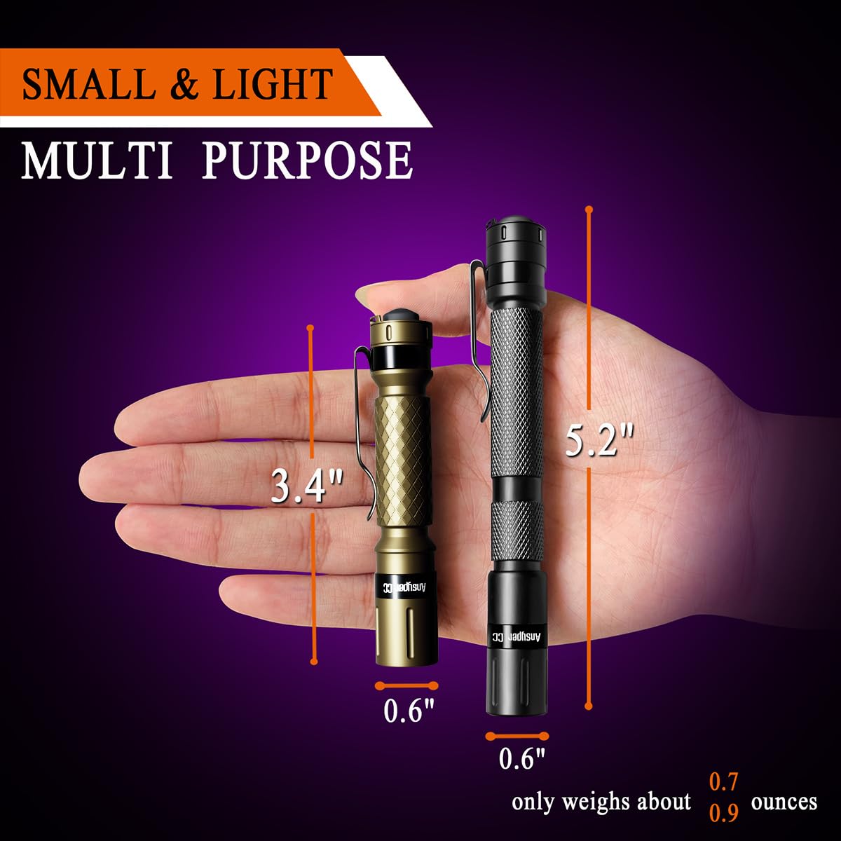 Ansyper Cc Uv Flashlight 2 Pack 395Nm Ultraviolet, Black Light Mini Penlight Portable And Compact For Pet Urine And Stain Detection, Hotel Cleaning, Id Check, Handheld Detector