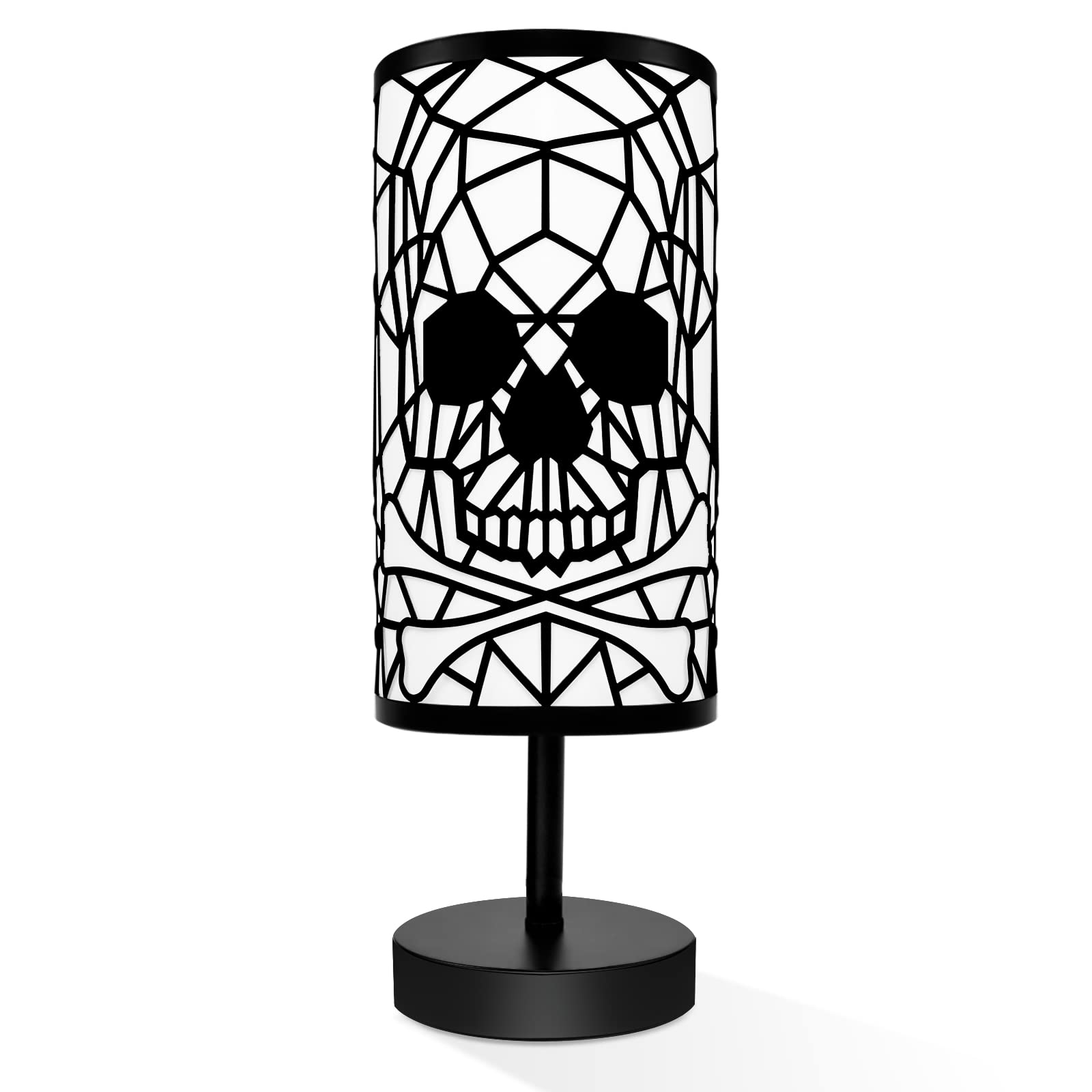 Acomycici Black Skull Lamp,3-Way Dimmable Touch Control Table Lamp For Gothic Decor, Best Ideal ,Anniversary Birthday Halloween Christmas Decorations Skull Light (Bulb Included)