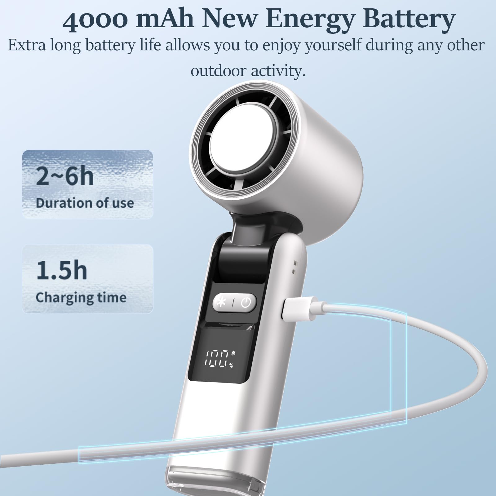 Saytay Portable Handheld Fan, 100 Speed Adjustable Turbo Mini Fan With Lower The Temperature Mode