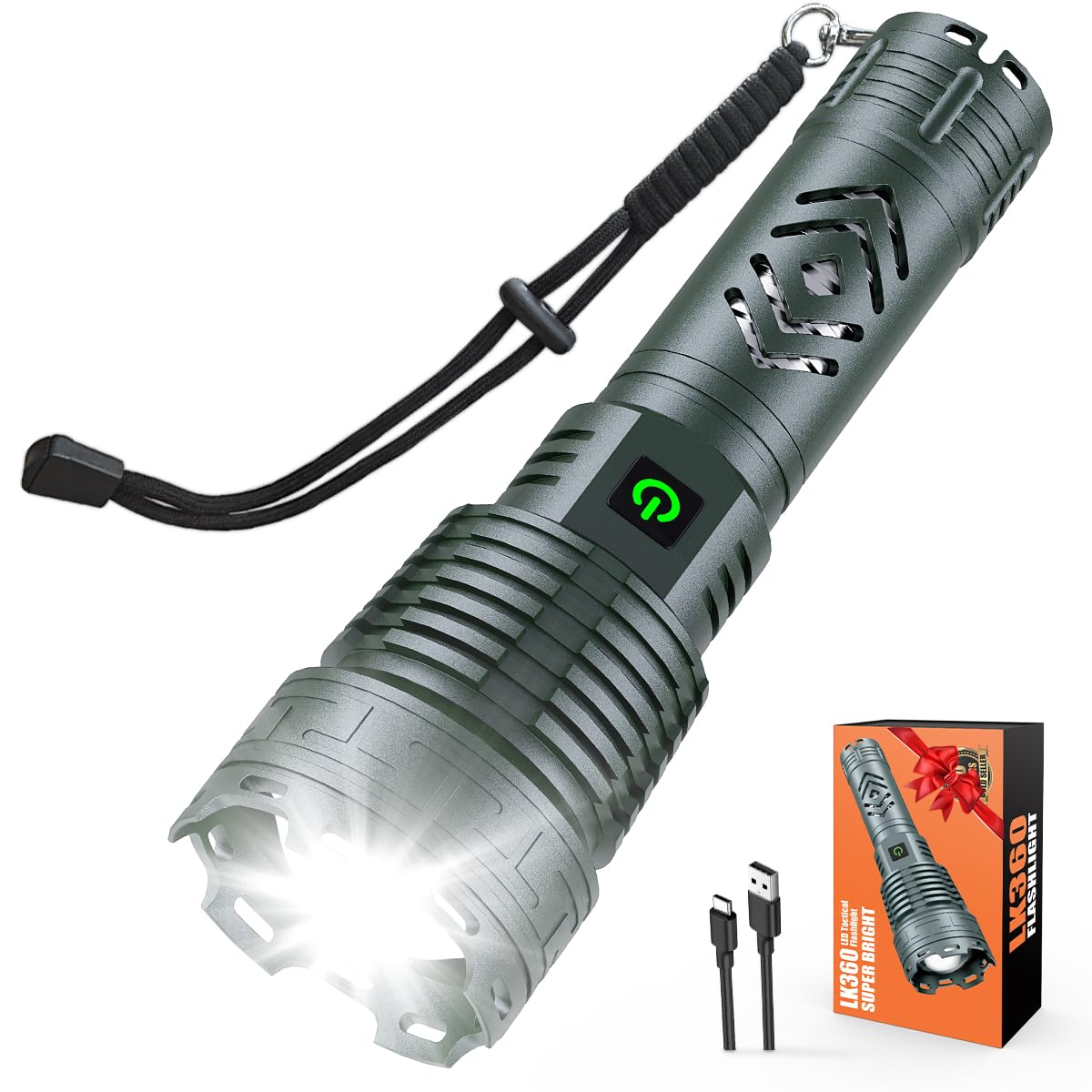 Alifa Rechargeable Led Flashlights 980000 High Lumens, Super Bright Tactical Flashlights Rechargeable, 5 Modes Brightest Powerful Waterproof Flashlight With Zoomable For Emergencies Camping