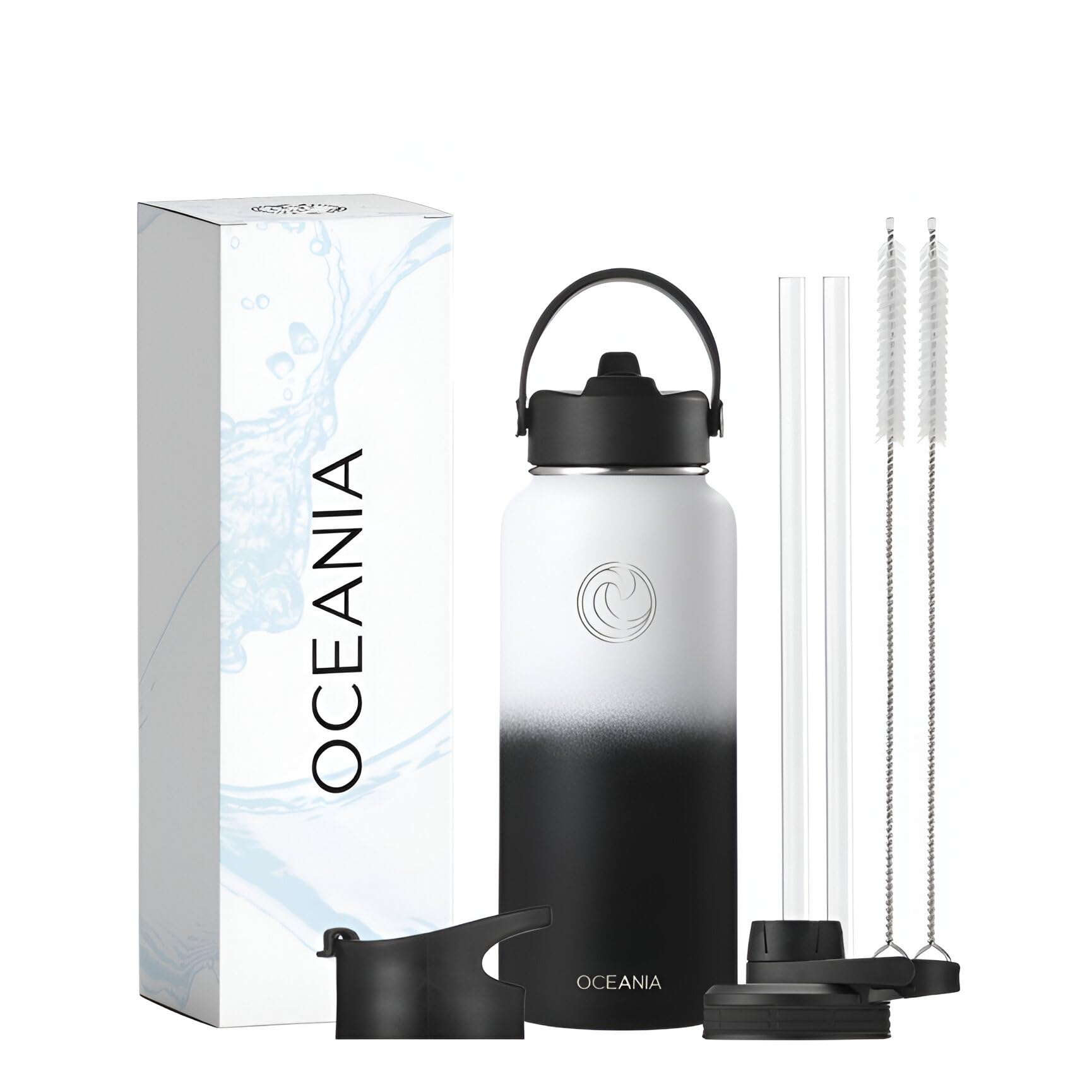 Oceania Flask 32Oz Stainless Steel Water Bottles Modern, Leakproof, Hydro-