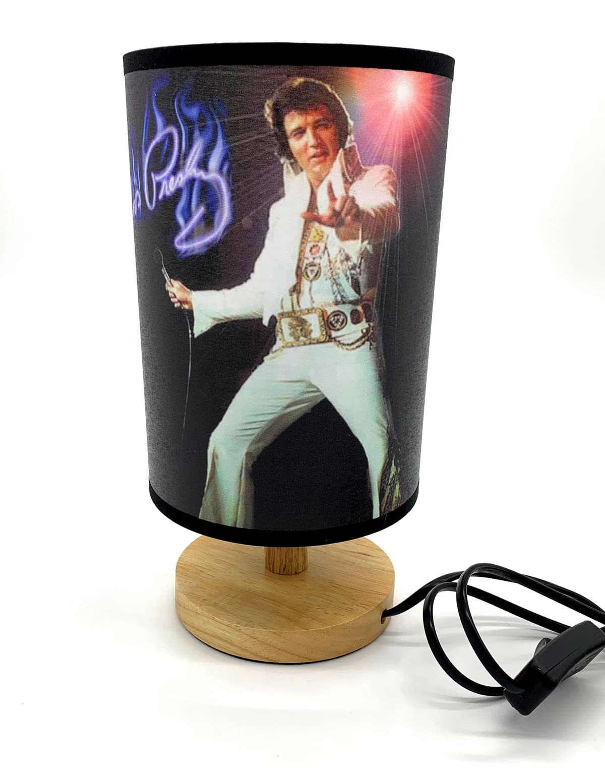 Cdecor Wood Base Table Lights Elvis Table Lamp With Light Bulb Bedside Night Light Great Decor Or Ideas, Sn-001