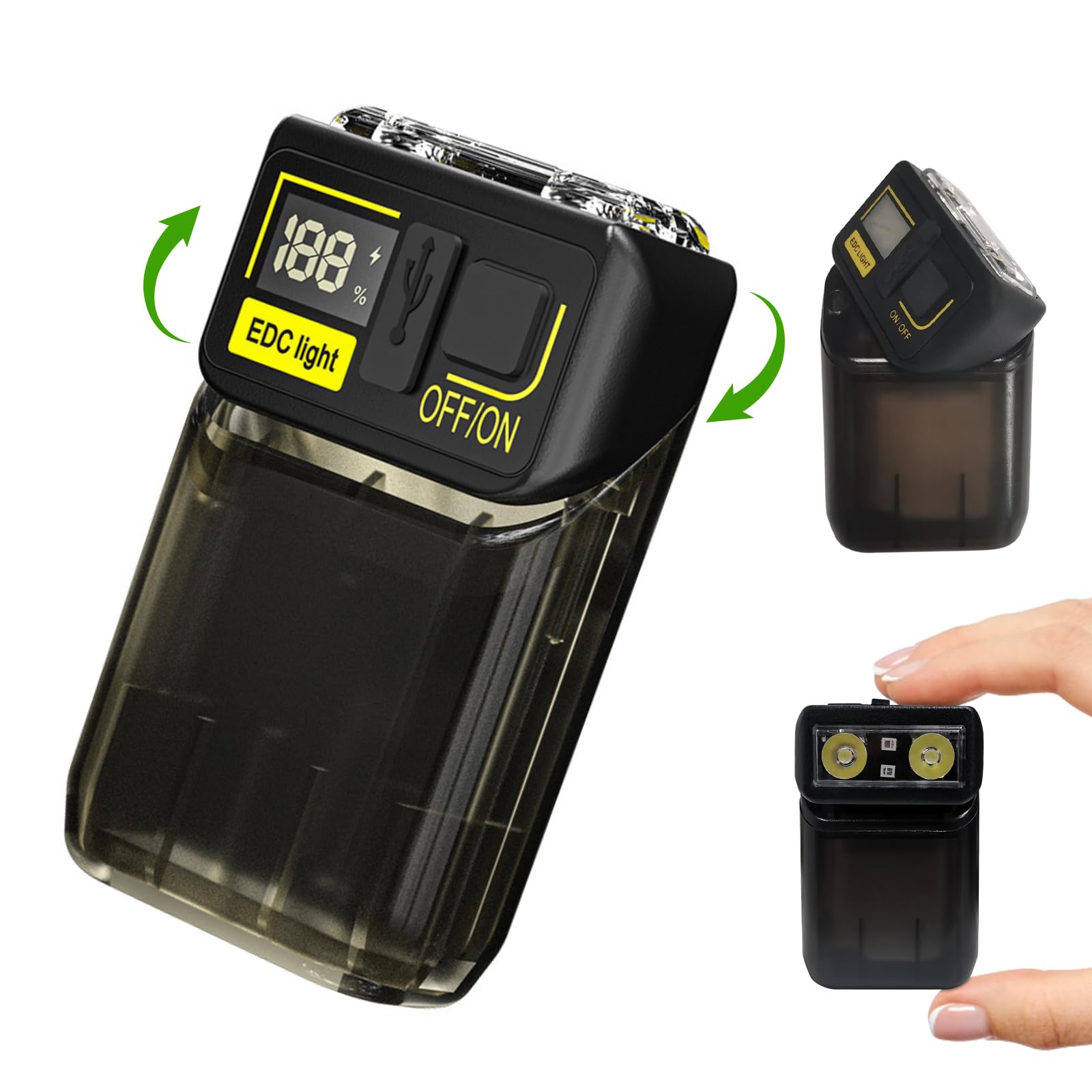 Thorder Clip Flashlight, Rechargeable Mini Flashlight With 180° Rotating Head, 6 Modes, Magnetic Base, Digital Battery Display, And Clip. Perfect For Camping, Outdoor Use, Or As A