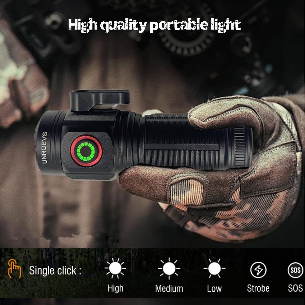 Unroevs Xc02 Mini Flashlight Rechargeable With Seatbelt Cutter,Pocket Flashlights High Lumens 5 Modes,Small Flashlights Powerful With Tail Magnet,Flash Light For Edc Carry,Outdoor.