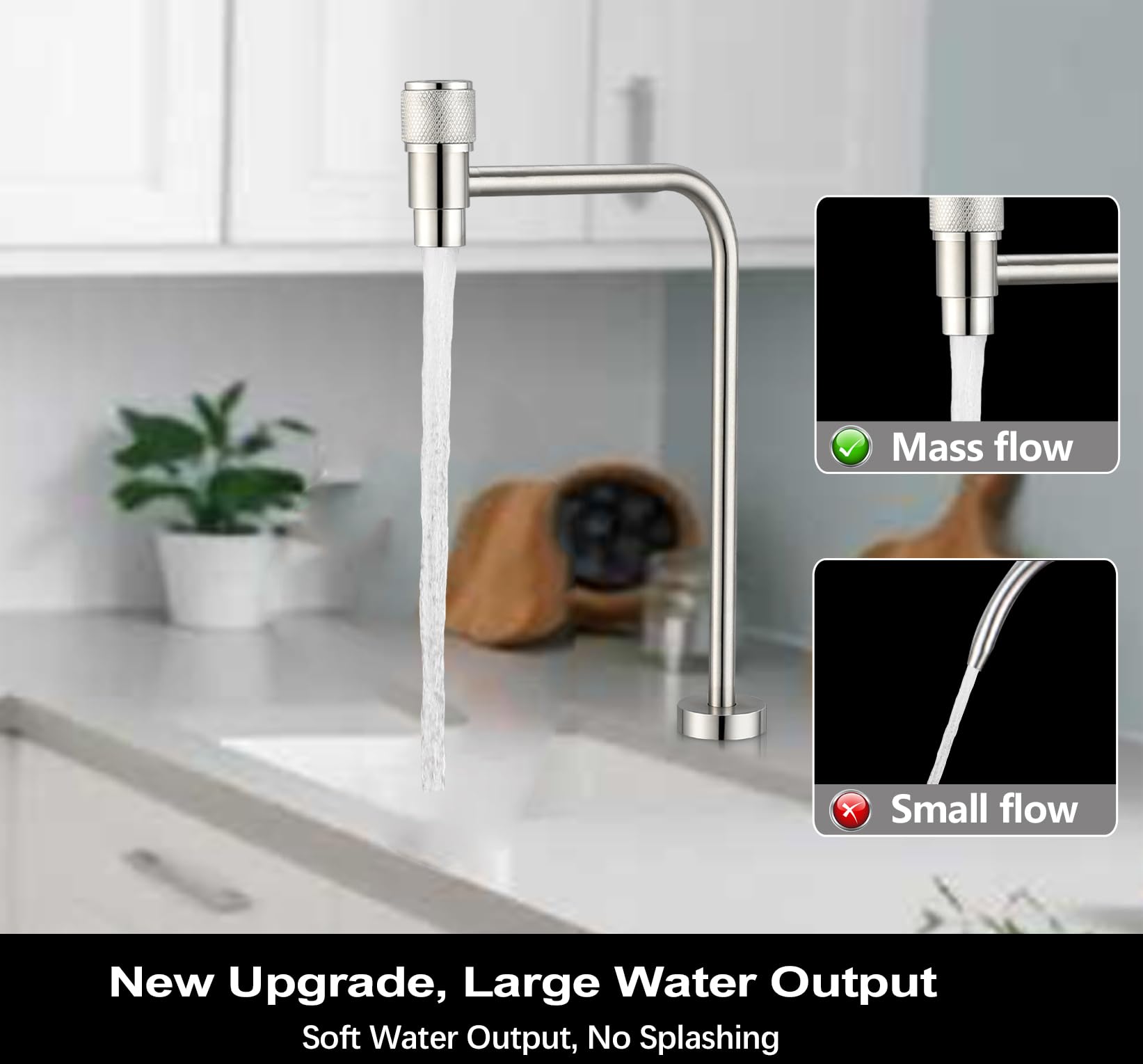 Gonabos Drinking Water Faucet For Kitchen,Large Water Volume Reverse Osmosis Faucets,Lead- Stainless Steel Water Filter Faucet For Ro Drinking Filtration Systems Beverage Faucet, Brushed Nickel