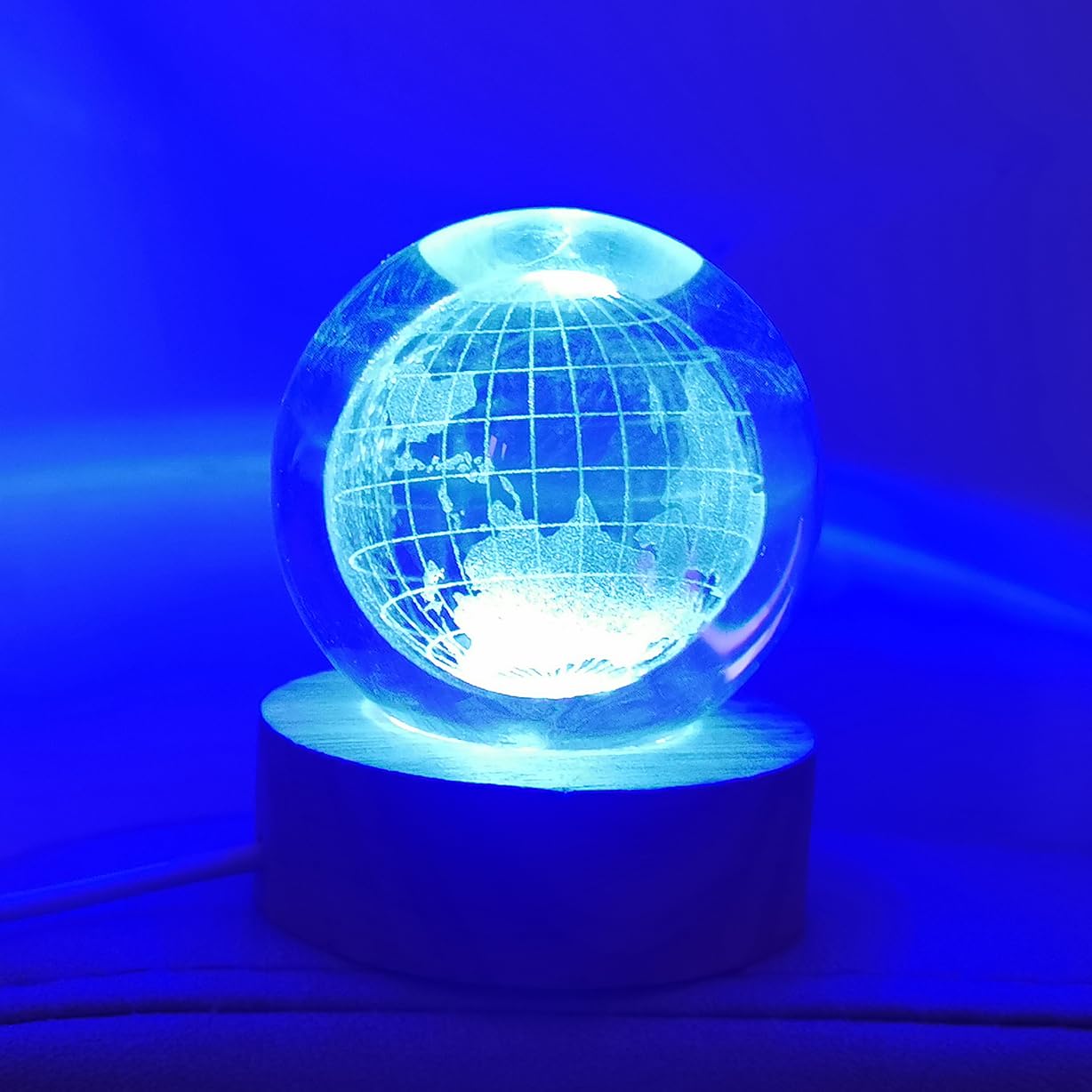 Zabalar Color Changing Table Lamp With Remote,3D Crystal Earth Ball Light With Colorful Led Light Base,Valentine'S Day ,Unique For Kids,Girlfriend,Mother And Friends