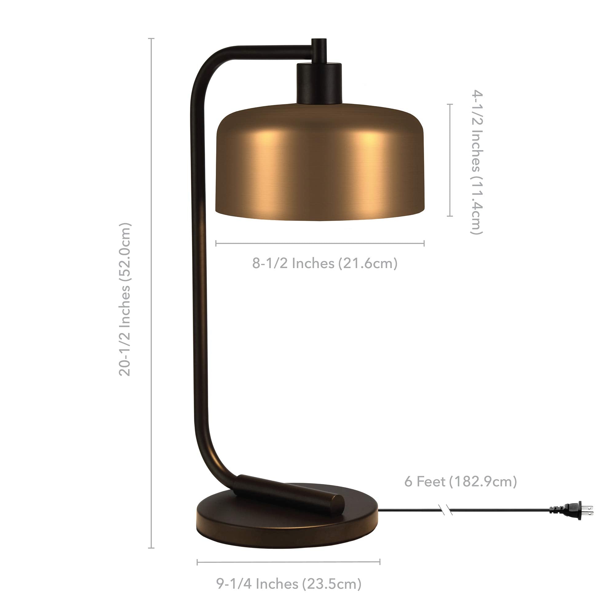 Henn&Hart Cadmus 20.5" Tall Table Lamp With Metal Shade In Blackened Bronze/Brass/Brass