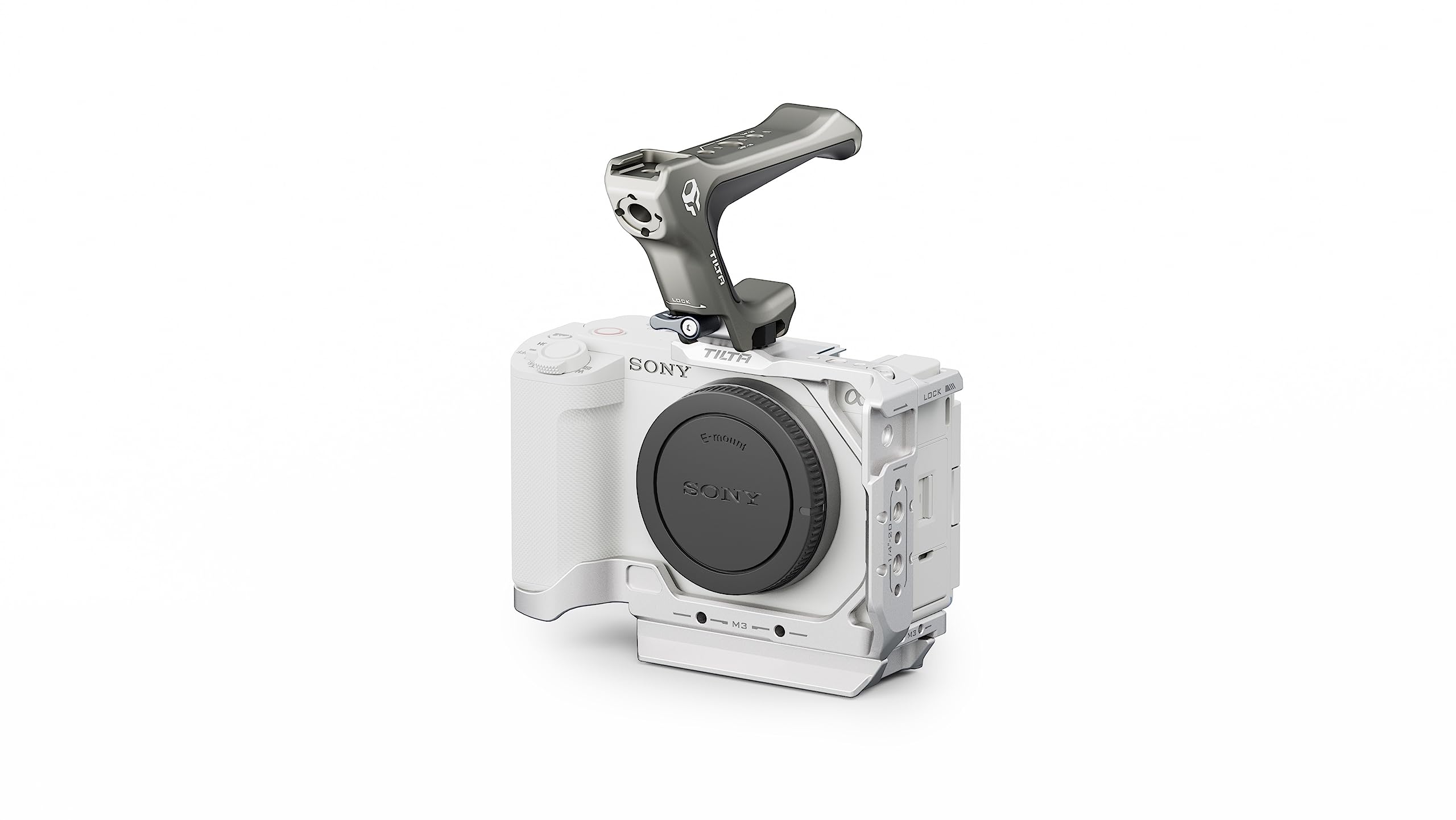 Tilta Half Camera Cage For Zv-E1 Lightweight Kit Includes Half Cage, Top Handle, 1/4"-20 To Nato Adapter Cold Shoe, Nato Rail, M3 And 1/4""-20 Threads Mounts Silver