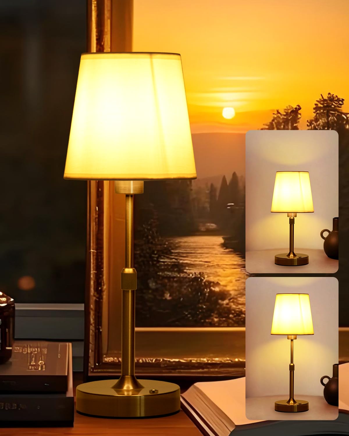 Yiliaw Cordless Table Lamp For Bedroom Adjustable Height Portable Led Desk Lamp, 4200Mah Battery Operated, Stepless Dimmable Touch Lampfor Restaurant Bedroom Bars Outdoor Party, Led Bulb Included