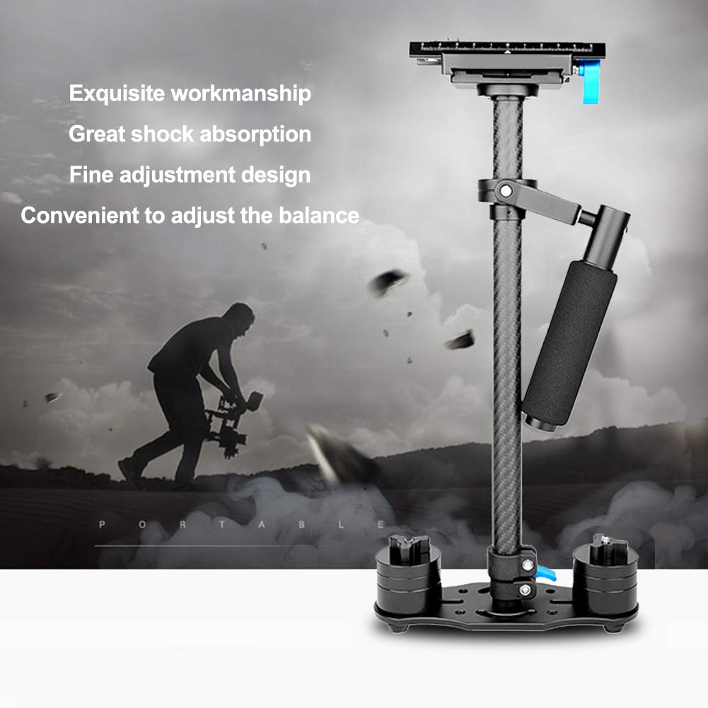Cocoarm Carbon Fiber Handheld Stabilizer With Quick Release Plate, Premium Material, Height Adjustable Compatible With Various Cameras (Black)