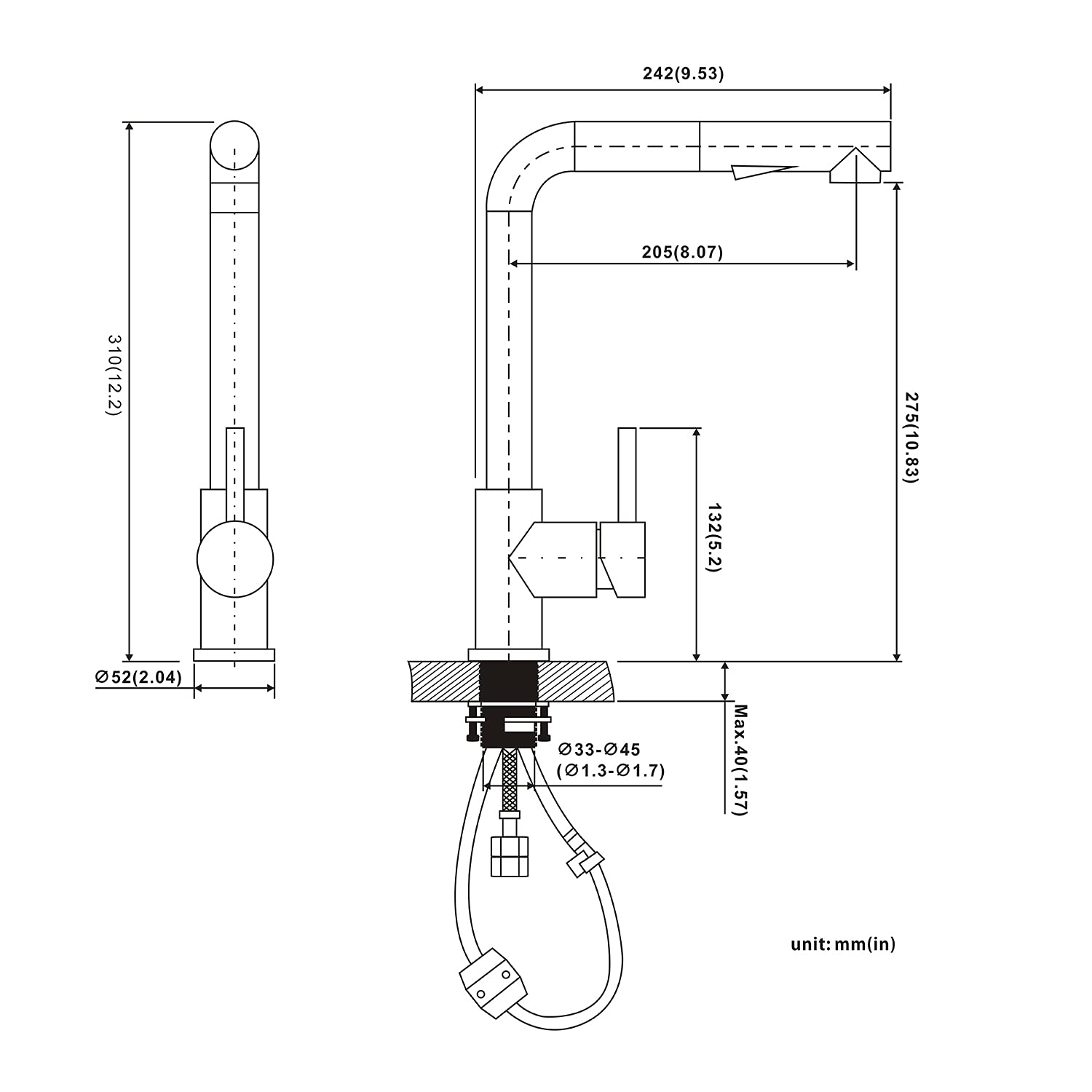 Tohlar Black Kitchen Faucet With Pull Down Sprayer, Stainless Steel Kitchen Sink Faucets With Deck Plate For Sink 1 Or 3 Hole, 360° Swivel Pull Out Kitchen Faucet For Rv Laundry Bar (Matte Black)