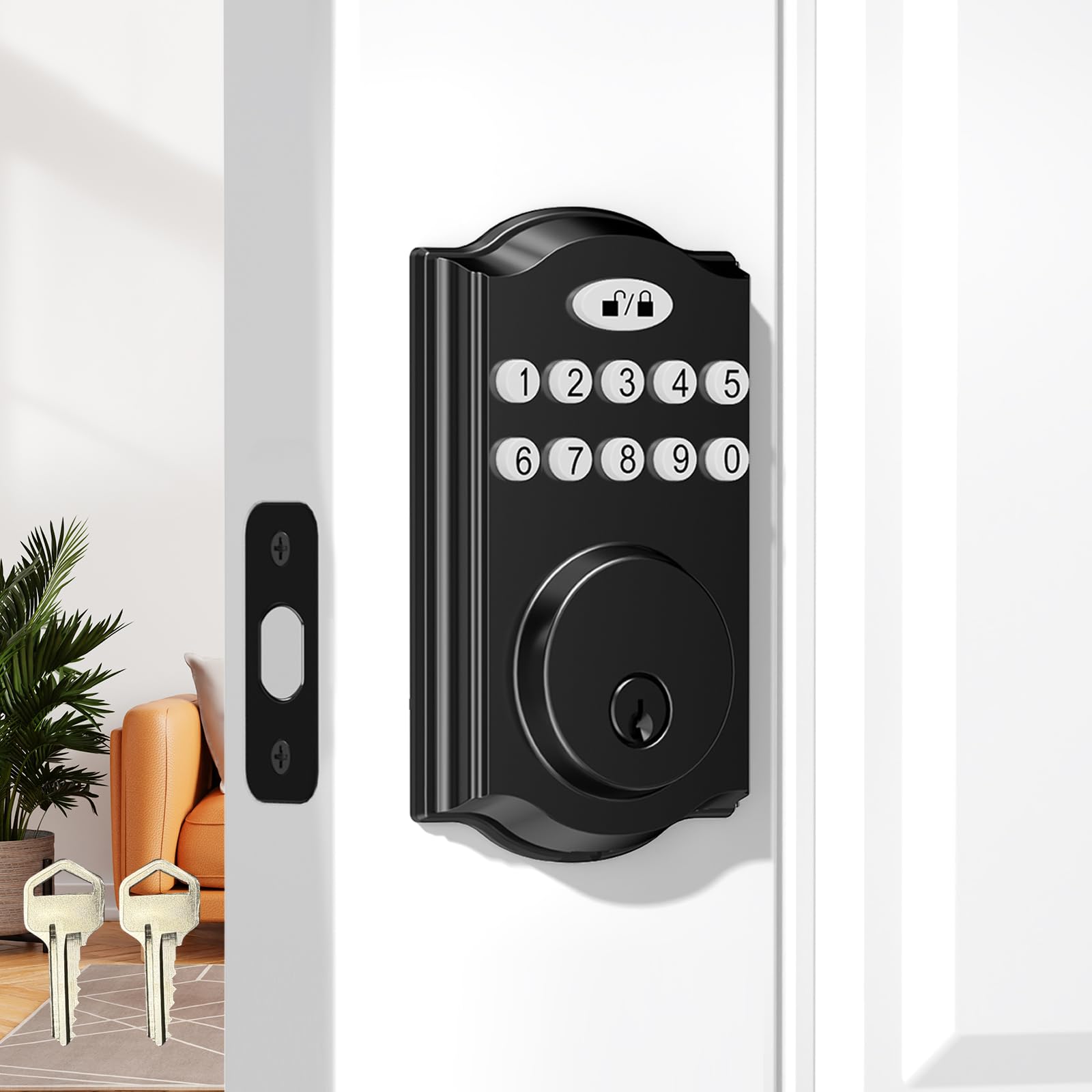 Weaboopre Keyless Entry Door Lock, Smart Locks For Front Door Electronic Keypad Deadbolt Custom User Codes Advanced Security & Easy Installation Aluminum Auto Lock
