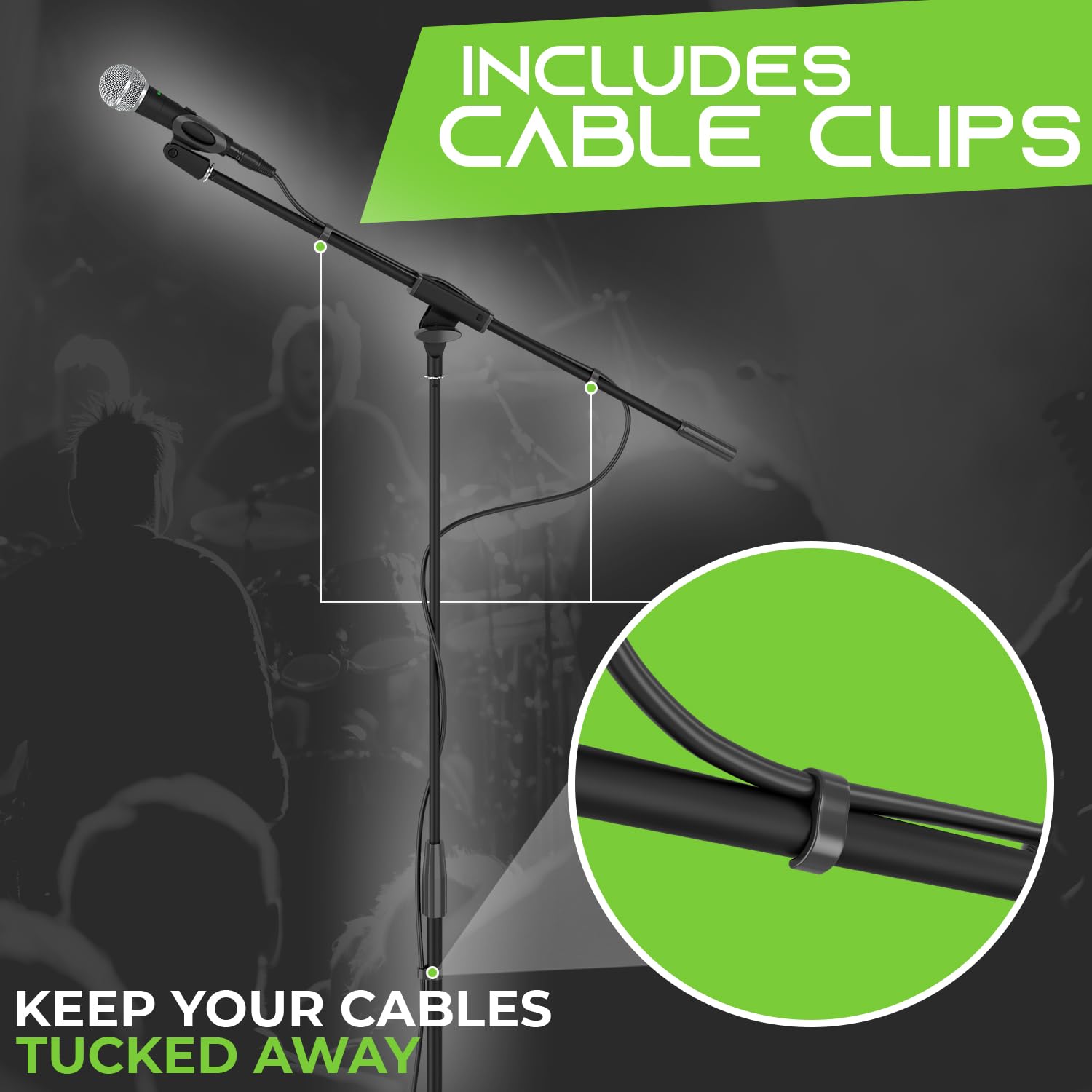 Gearit Microphone Boom Stand Boom Arm Extends Mic 2.5 Feet Heavy-Duty Steel Tripod And Joints Cable Management Clips Included