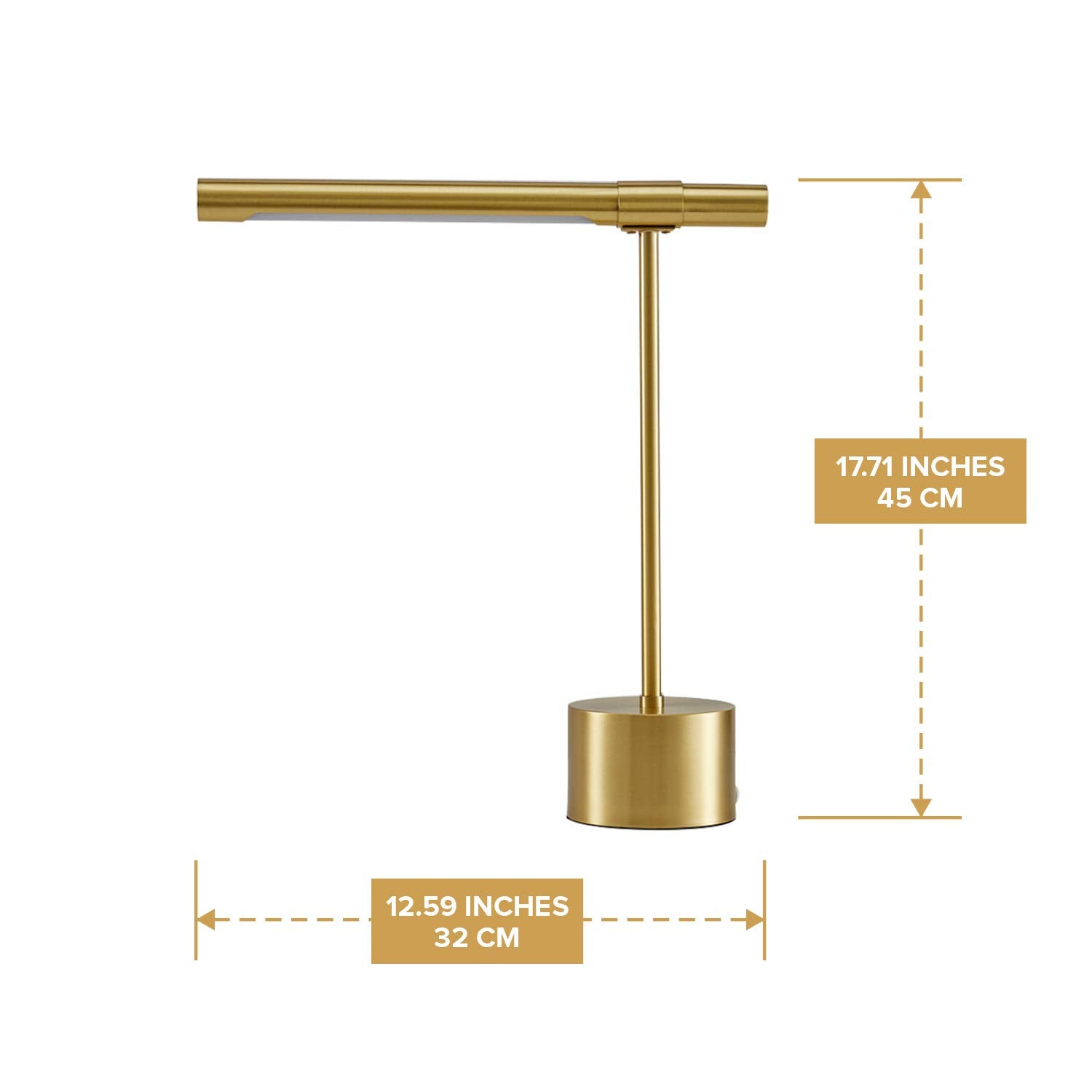12Vmonster Bling All-Brass Mid Century Desk Lamp - Modern Gold Bankers Shade - 18-In Led Light - Adjustable Table Lamp For Study, Bedside Reading - Polished Brass