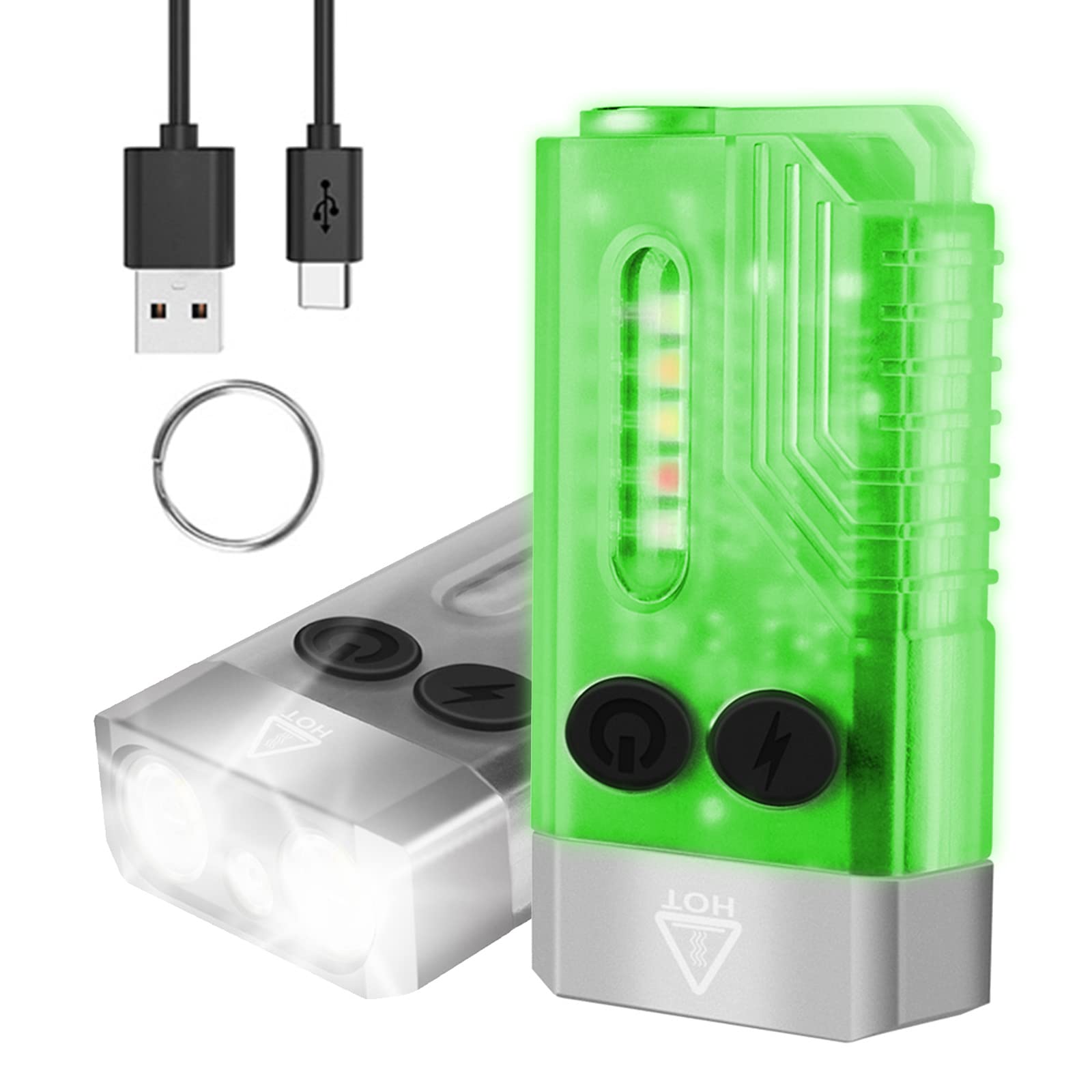 Fitorch Small Powerful Edc Flashlight, Super Bright 1000 Lm Rechargeable Led Keychain Flash Light With 365Nm Uv Red Green Blue Light, Mini Pocket Cob Side Tail Magnet - 14 Modes, Ipx4, White (V10)