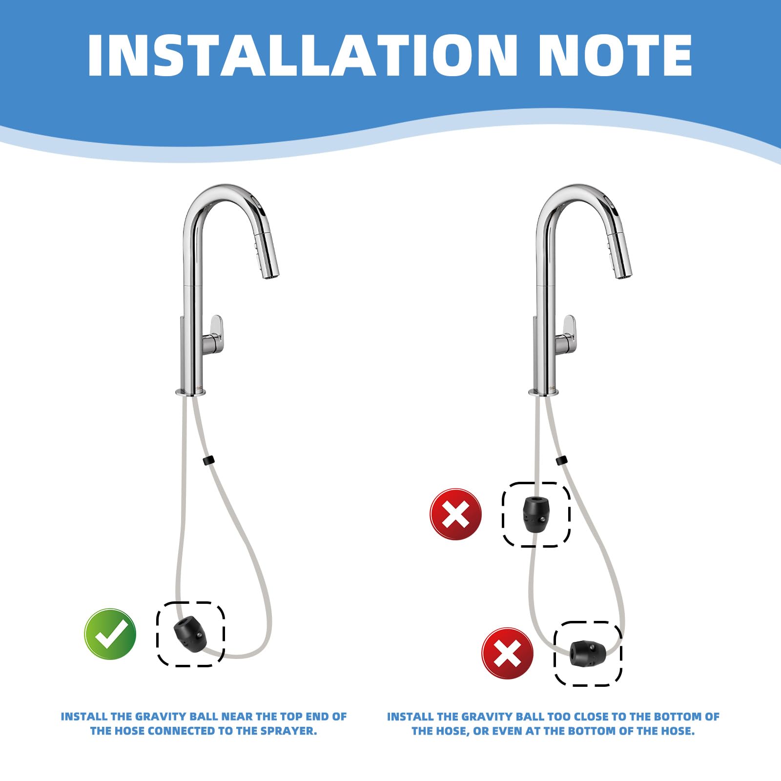 Dlbeem 3 Pcs Kitchen Pull Down Faucet Hose Weight Ball 5.29Oz/8.82Oz/11.64Oz Sink Basin Pull Out Sprayer Heavy Gravity Replacement Parts For Universal Bathroom Basin Sink Stainless Steel/Braided Hose