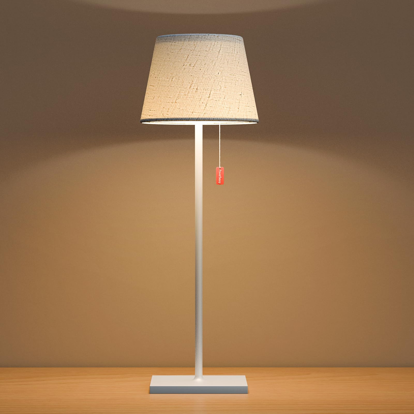 Uuffoo Cordless Lamp With 3-Level Brightness, Led Table Lamp With Built-In Rechargeable Battery, Rechargeable Lamp With Pull Cord, Waterproof For Patio, Ambient For Dining Table, White