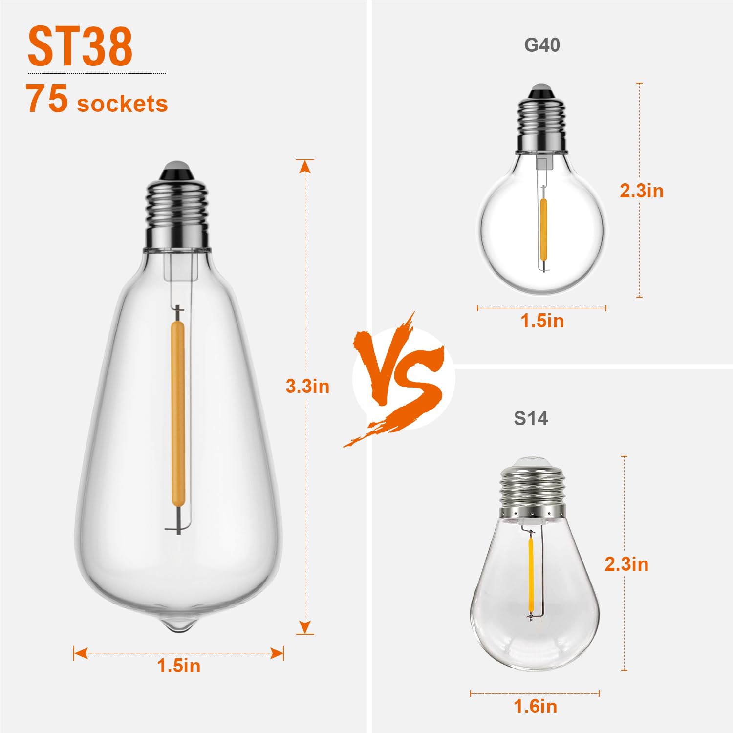 Lapitio 150Ft Outdoor String Lights With Remote, Garden Patio Decor With 2500K Warm White, 75+3 Led Edison Bulbs, Support Timer Dimmable Waterproof Shatterproof For Yard Outside Porch Deck Backyard