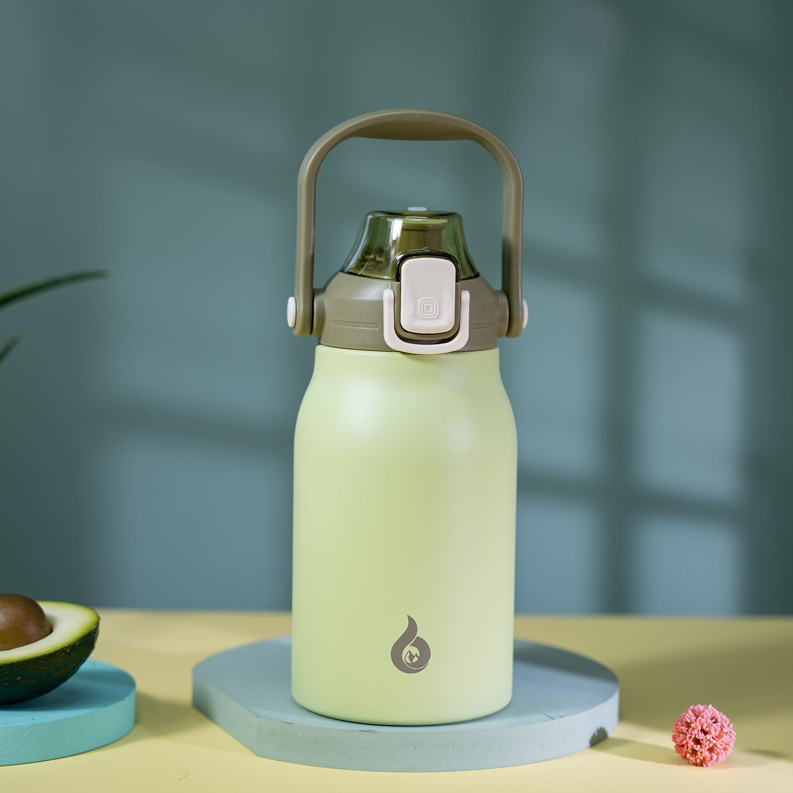 Bjpkpk Insulated Water Bottles With Straw, 35 Oz Stainless Steel Metal Water Bottle With One-Handed