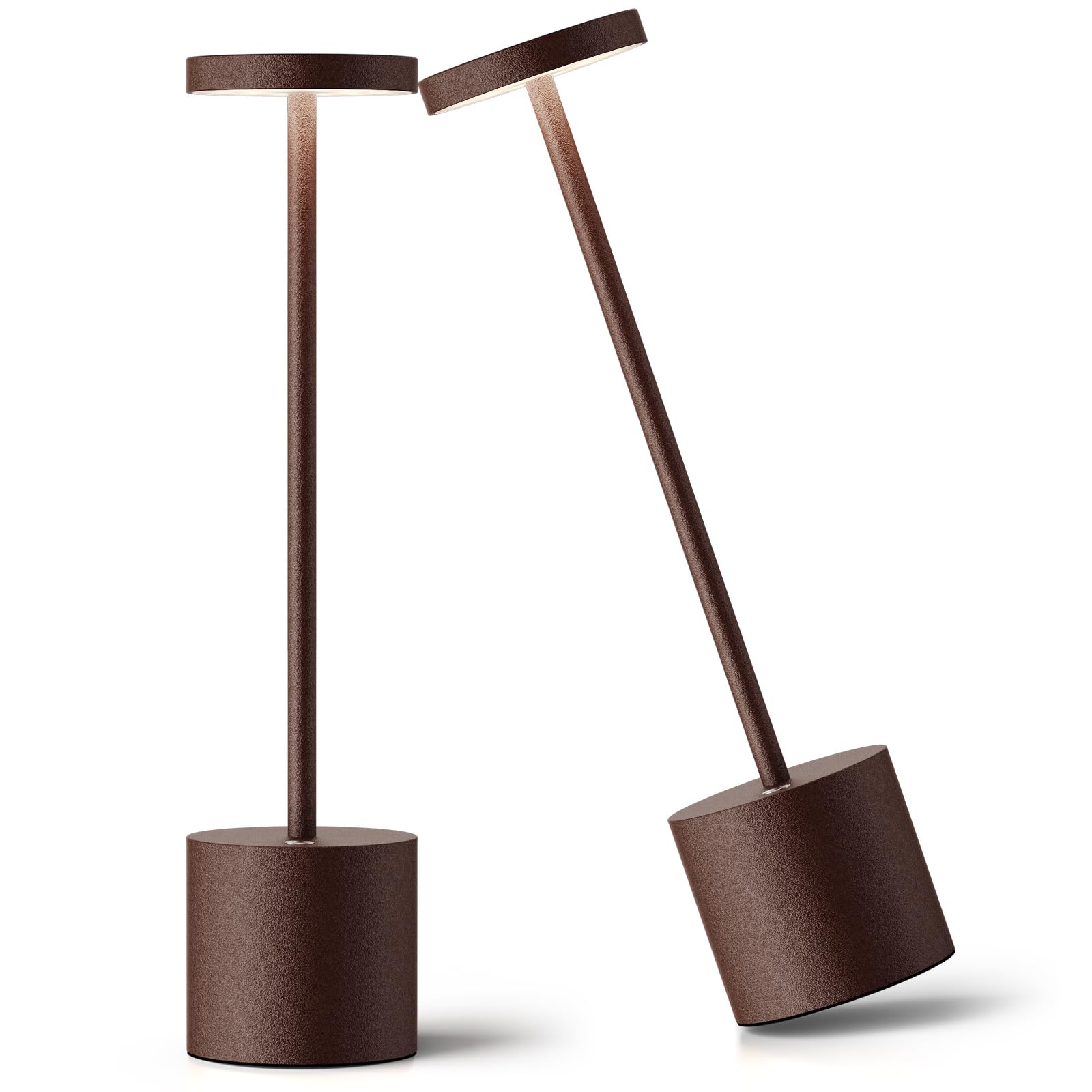 Yht Rechargeable Cordless Led Table Lamp,6000Mah Battery Operated 3 Level Dimmable Portable Tables Lights Reading Desk Lamps For Restaurant Kitchen Patio Outdoor Indoor Dining 2Pack Rust