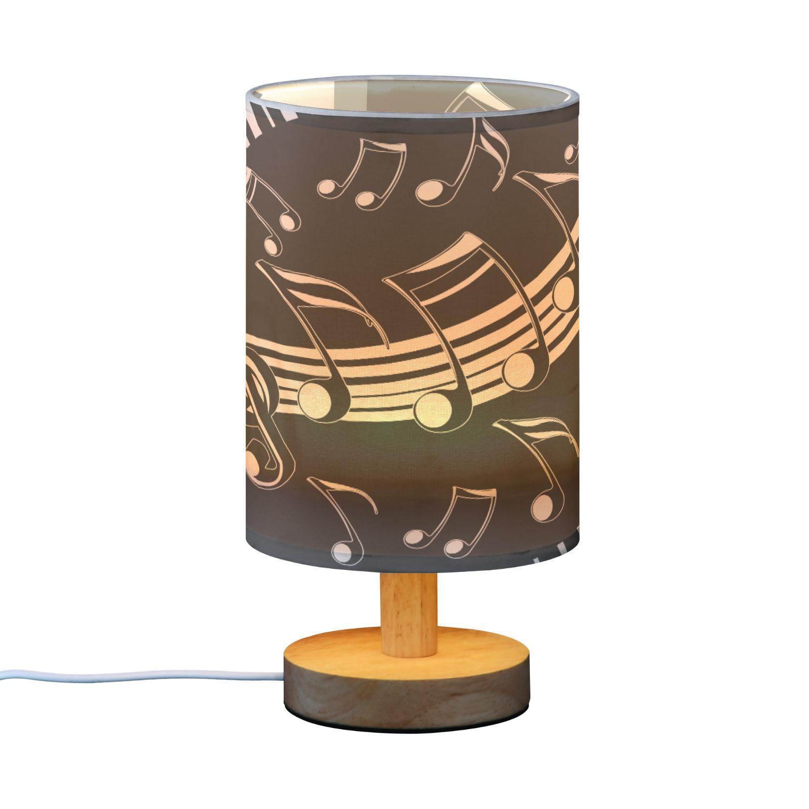Dussdil Music Theme Desk Lamp Piano Notes Bedside Lamp Table Lamps Cylinder Nightstand Lamp For Bedroom Living Room Office Decor