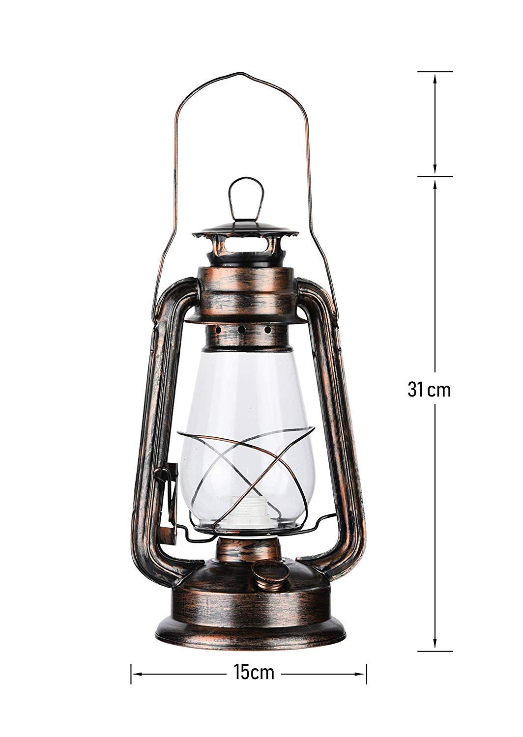 12Vmonster Pack Of 2 Vintage Rustic Accent Old Fashioned Electric Lantern Oil Lamp With Edison Led Bulb Bronze Rust Finish Dimmable Nightstand Desk Table Lamps For Antique Designer Light Study Room 12" Tall 6" D