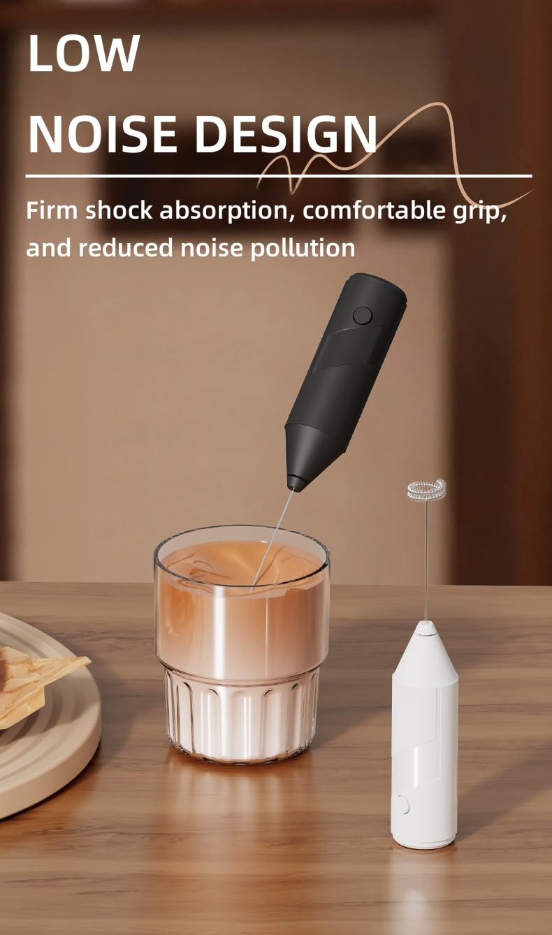 Taolivingmart Milk Frother Handheld For Coffee Electric Hand Blender, Mini Drink Mixer Whisk & Coffee Foamer Wand With Stand For Lattes, Cappuccino, Matcha And Hot Chocolate Kitchen s (Black)